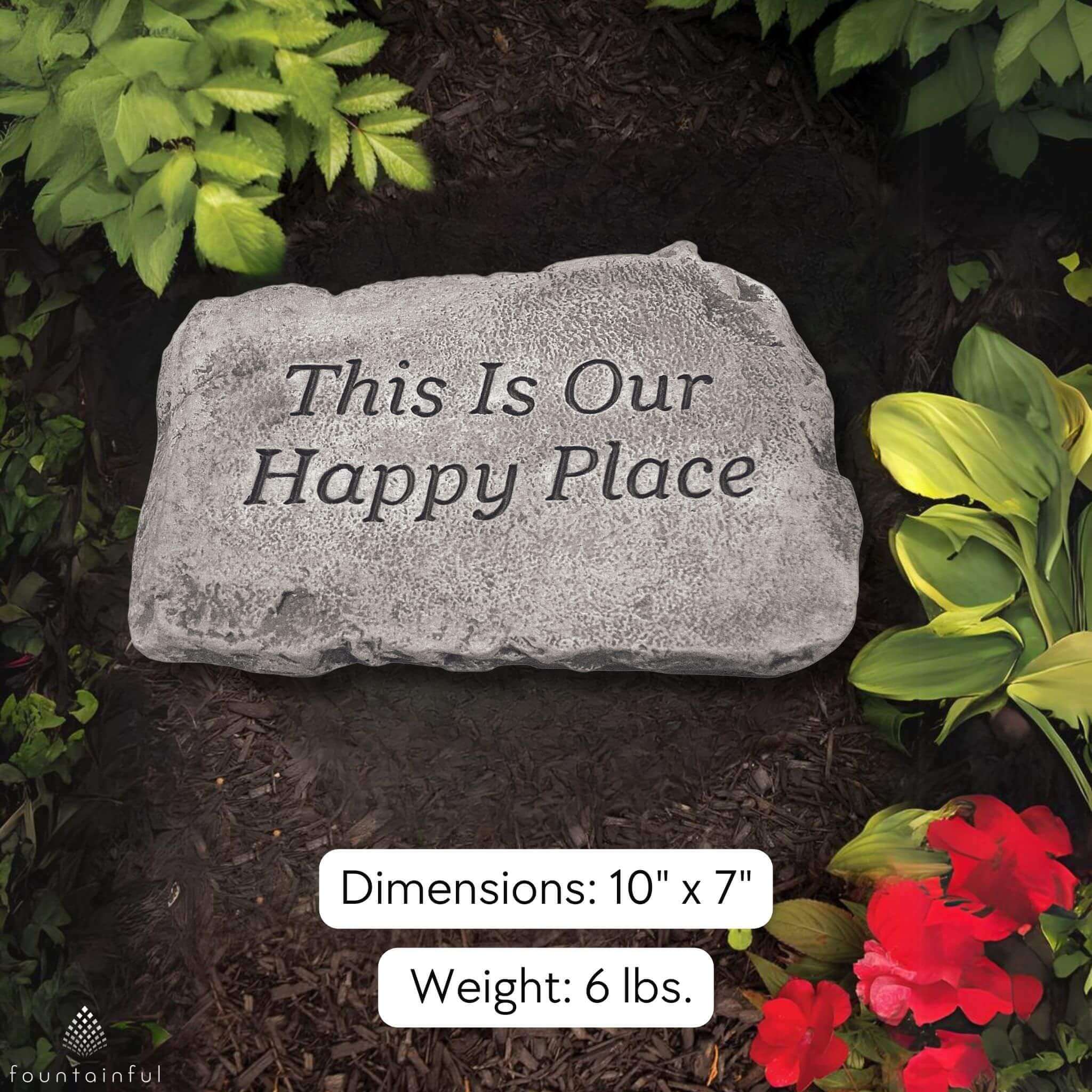 Our Happy Place Concrete Garden Greeting Stone - Massarellis #1805