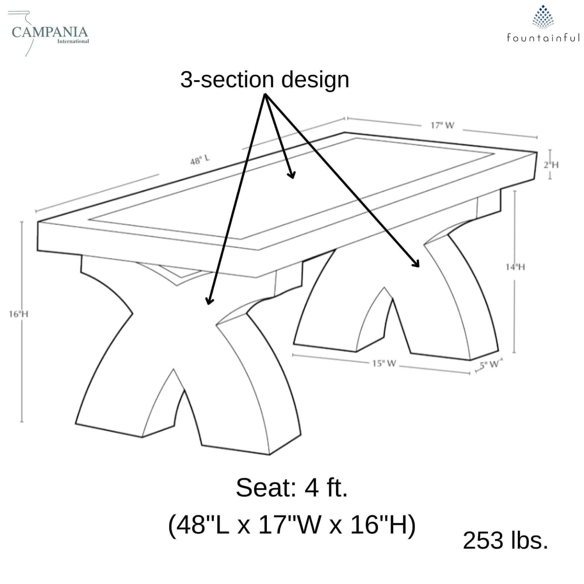 The X Concrete Garden Bench - Campania #BE111