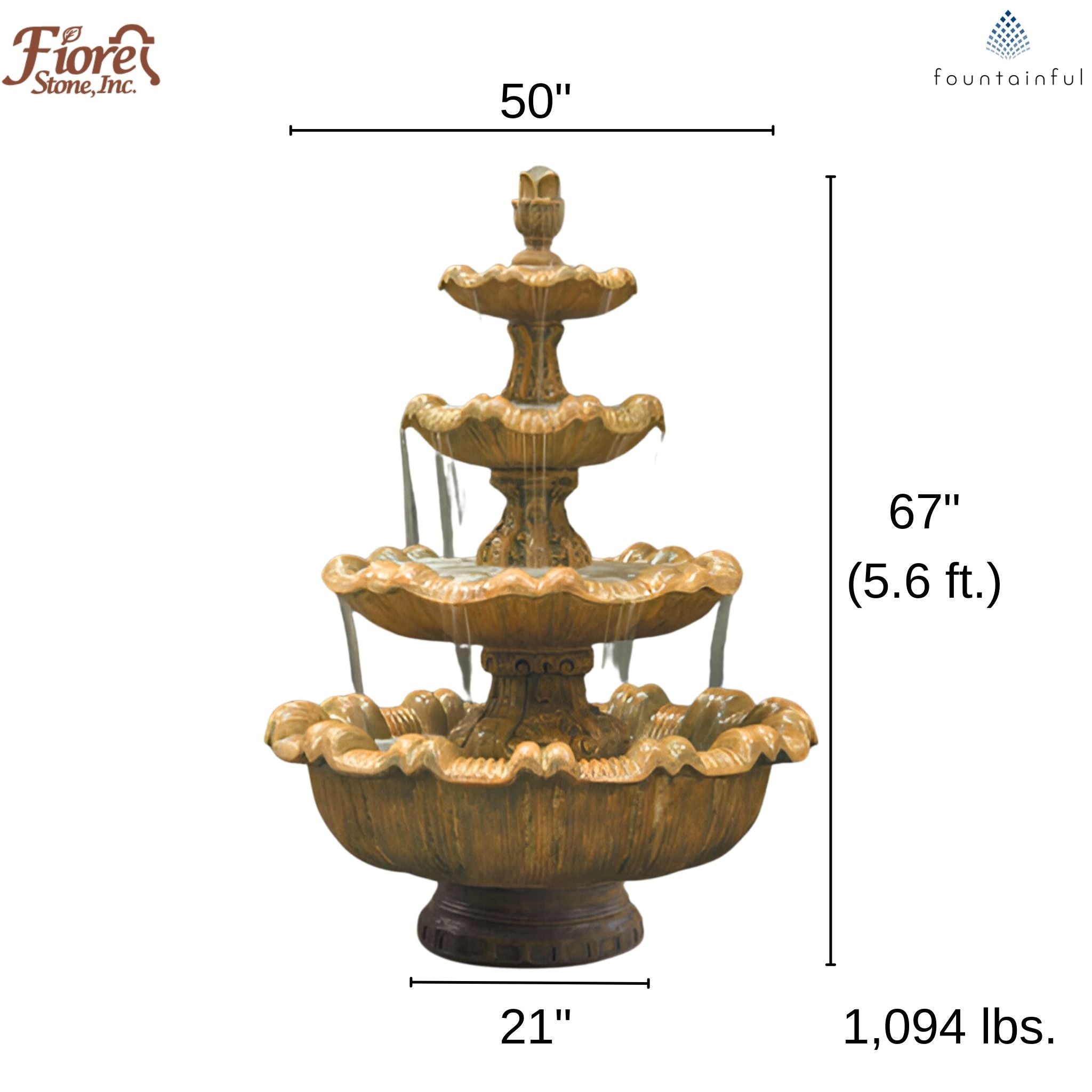 Italian Low 4-Tier Concrete Fountain - Fiore #IT4