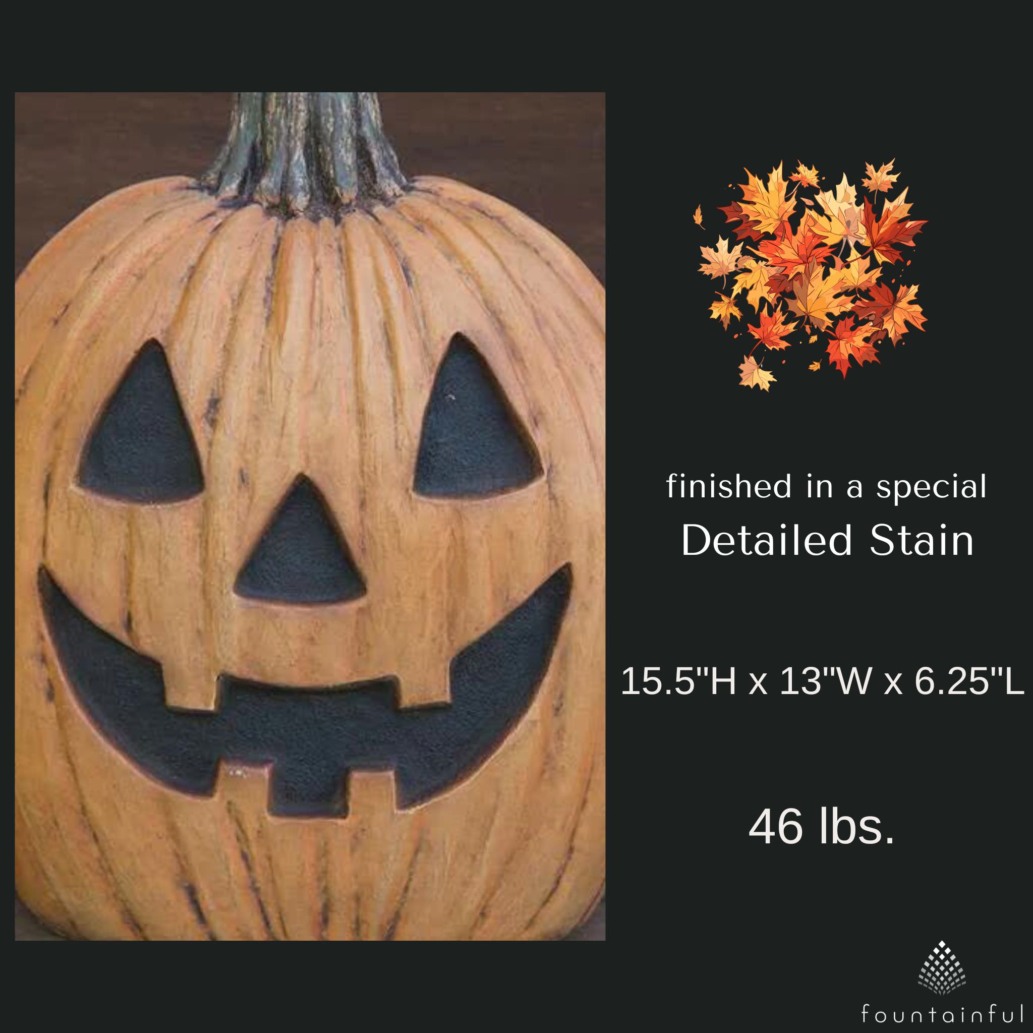 Tall Carved Pumpkin Concrete Garden Statue - Massarellis #4228