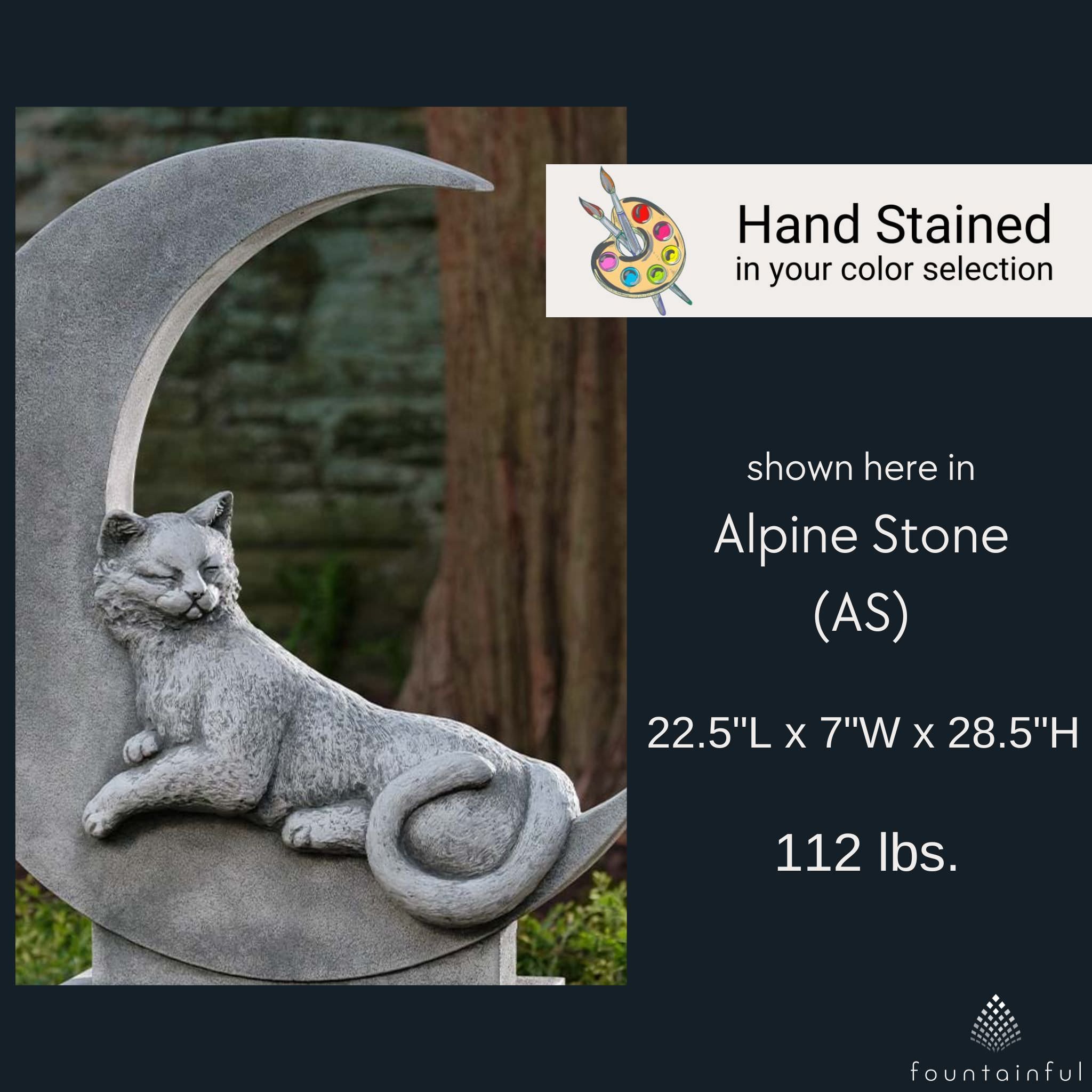 Cat on the Moon Concrete Garden Statue - Campania #A668