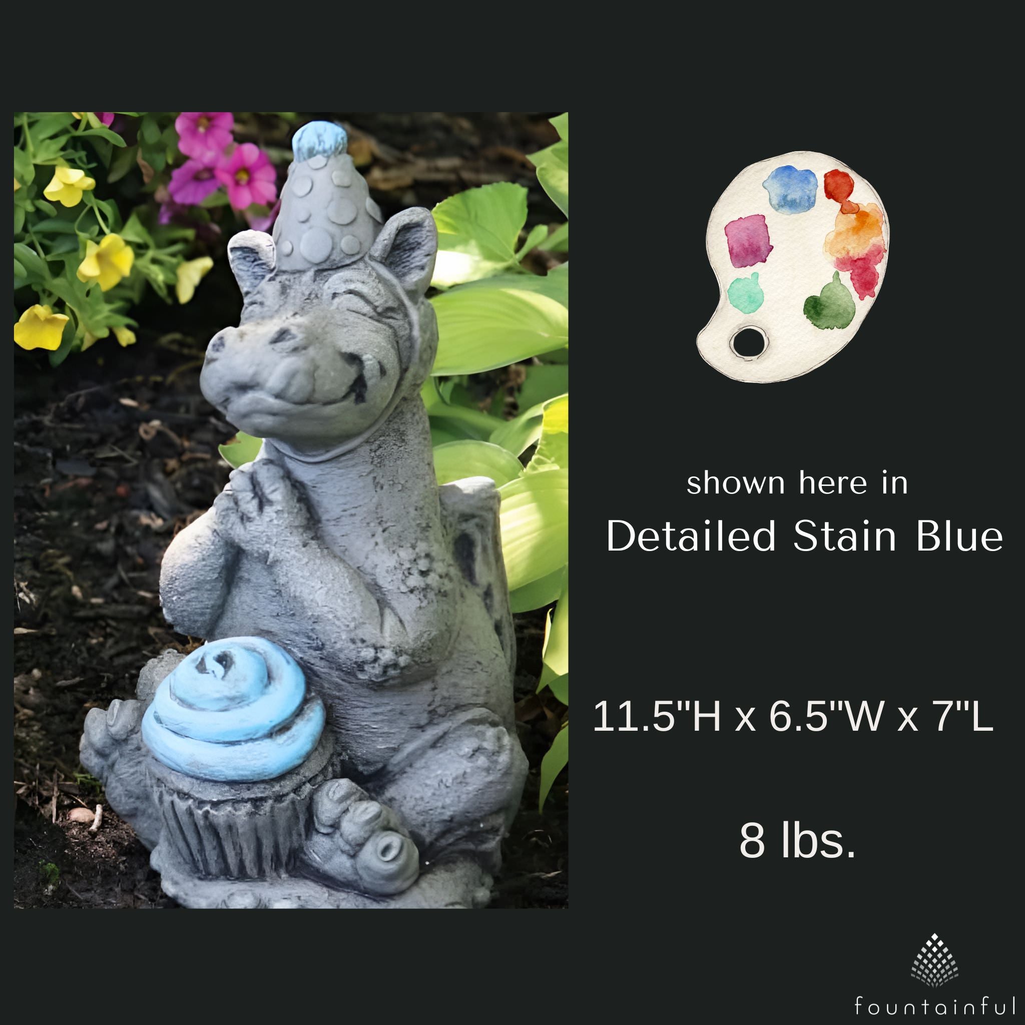Lil Dragon "Celebrate" Concrete Garden Statue - Massarellis #5117