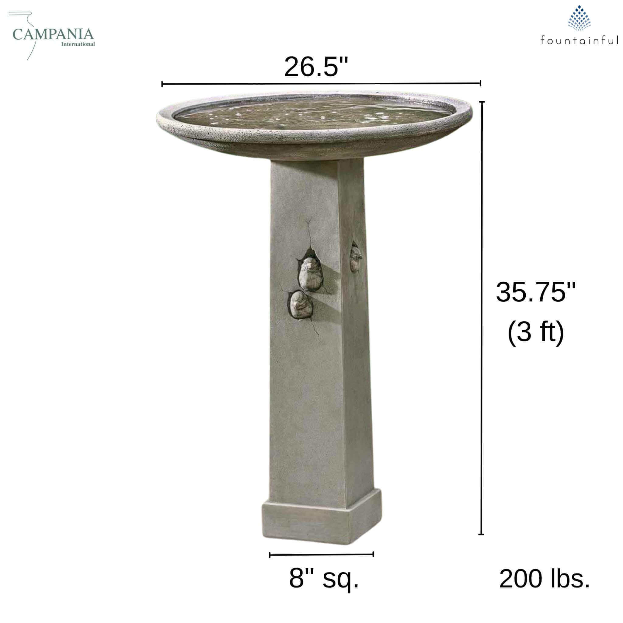 The Birdhouse Concrete Bird Bath - Campania #B191