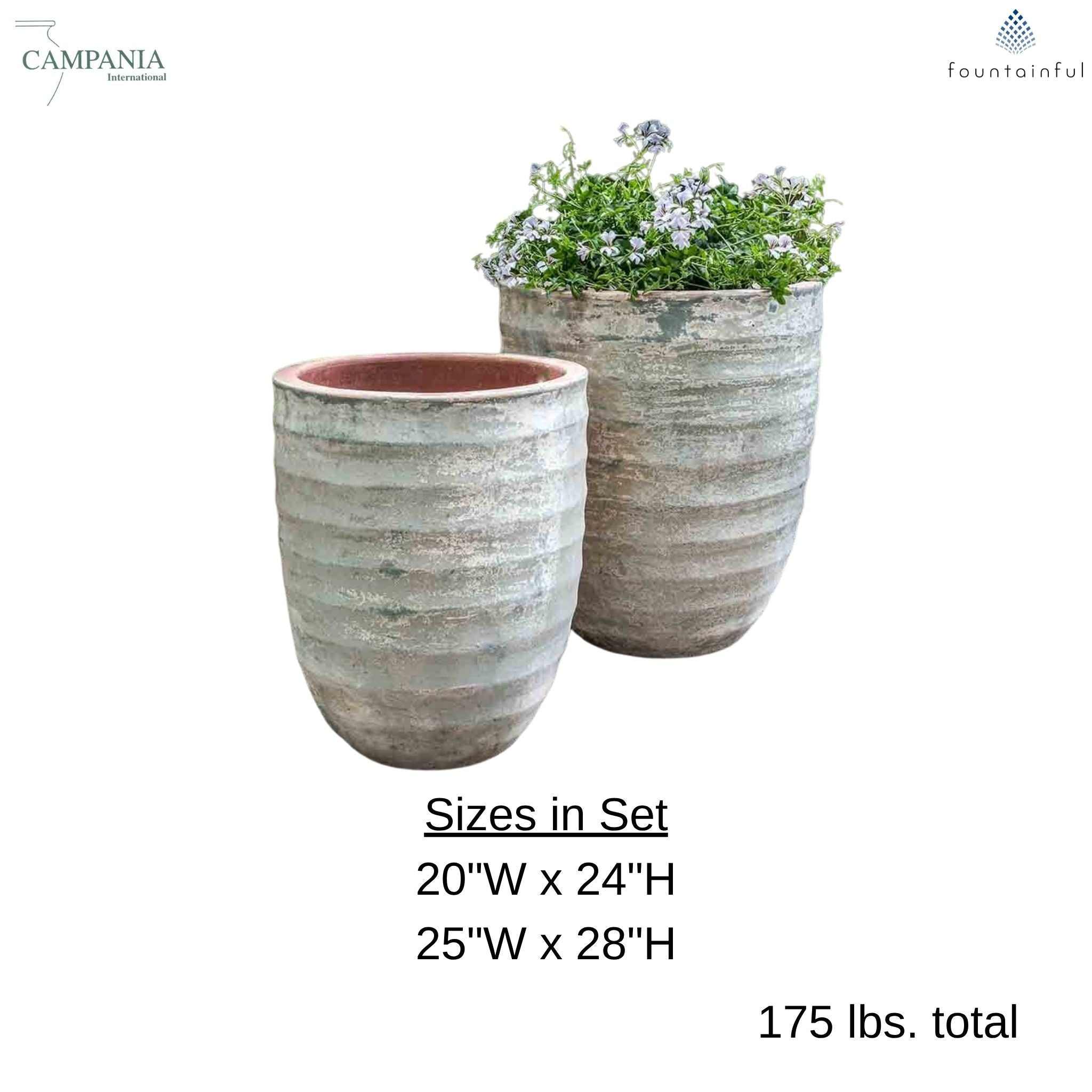 Sistina Set of 2 Glazed Terra Cotta Planters - Campania #5003