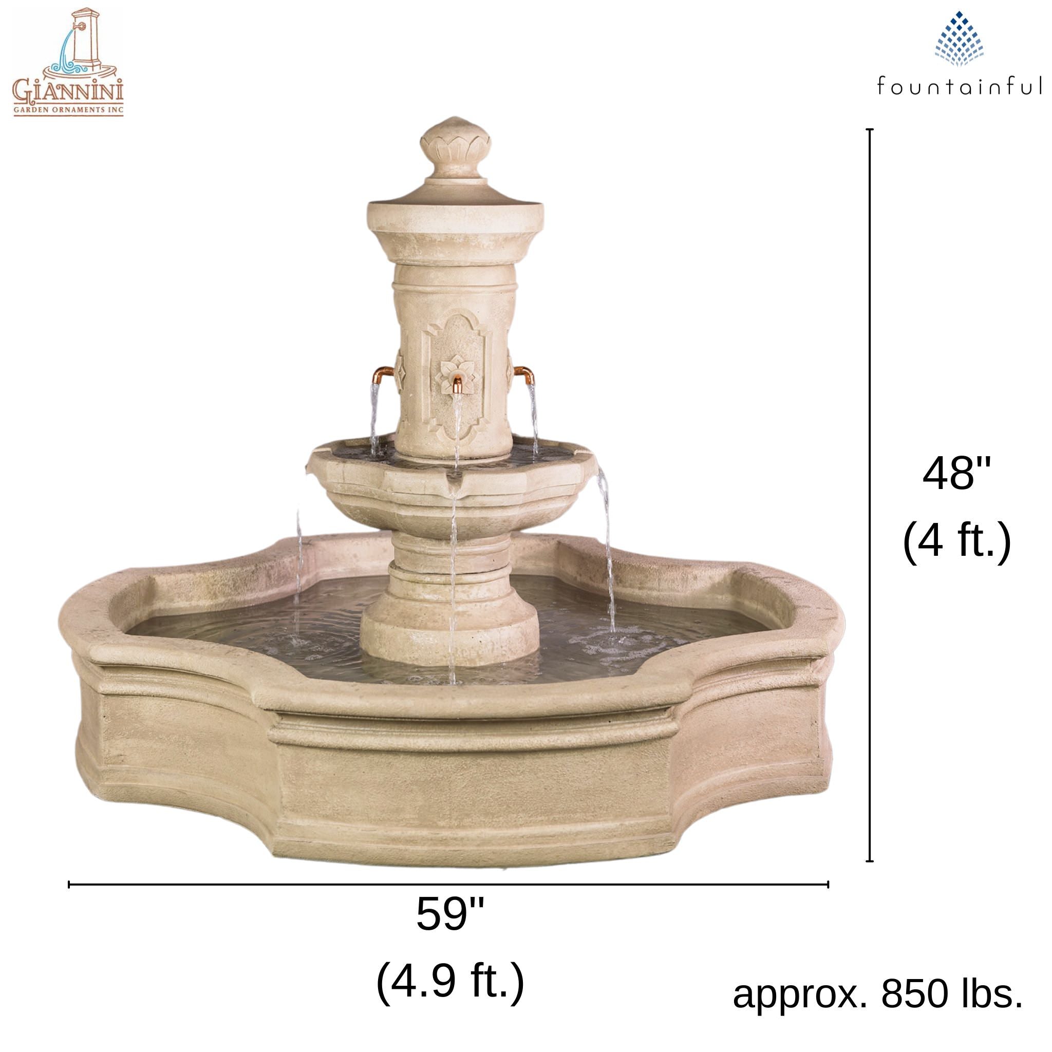 Ravello Monaco Pond Concrete Fountain - Giannini #1859