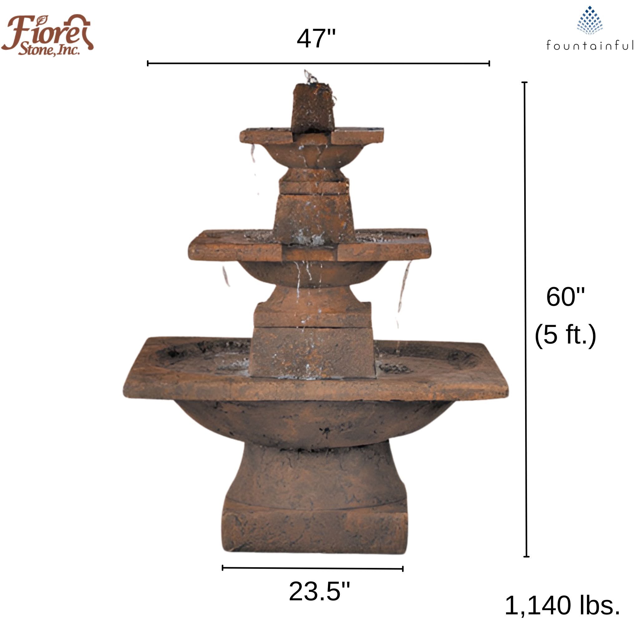 Quadrate 3-Tier Garden Fountain - Fiore #2066FT3