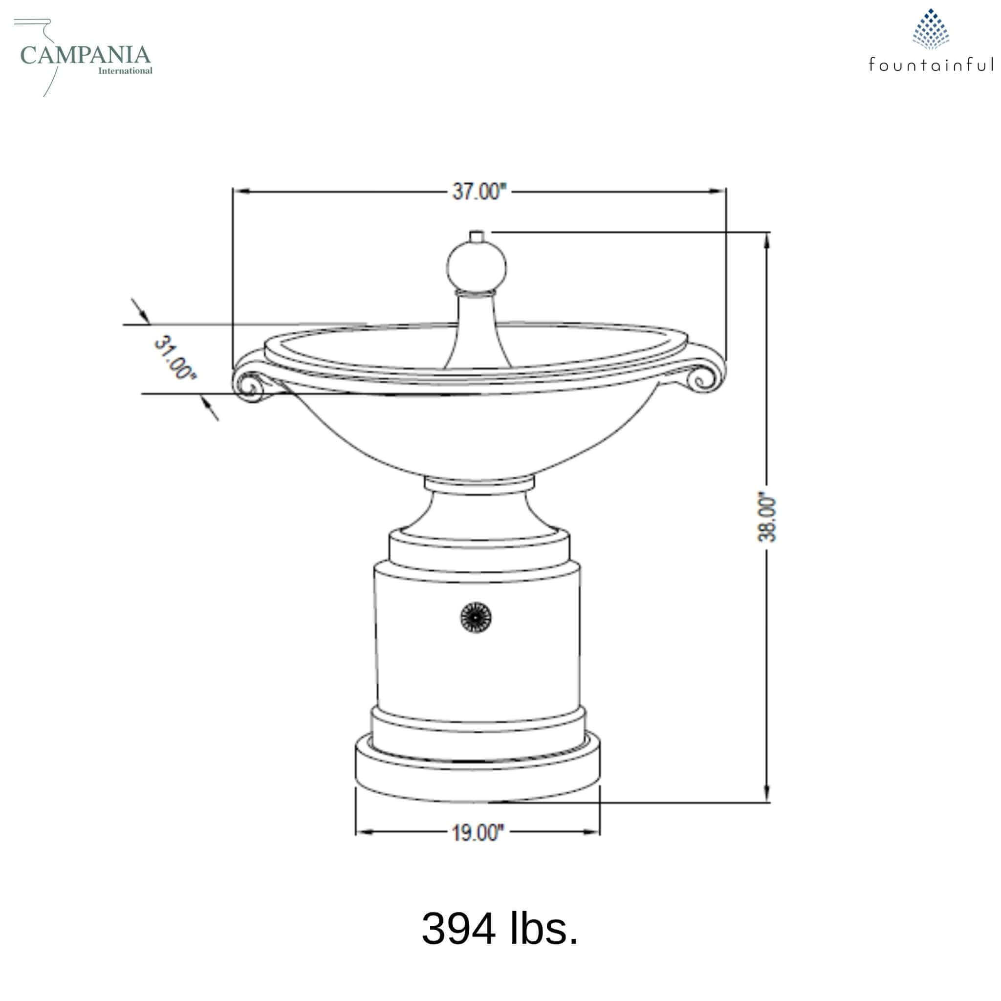 Medici Ellipse Concrete Fountain - Campania #FT53