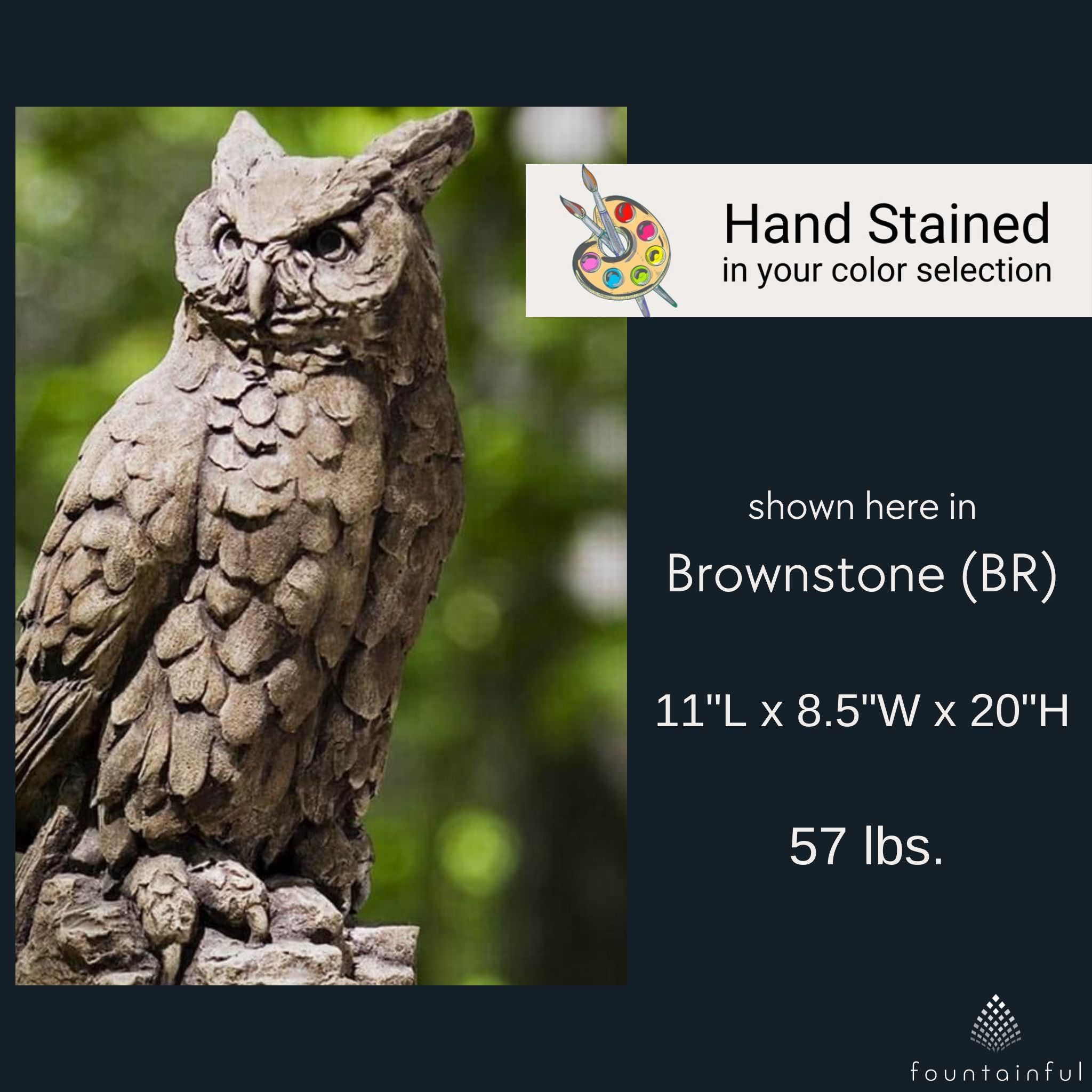 Large Horned Owl Concrete Garden Statue - Campania #A337