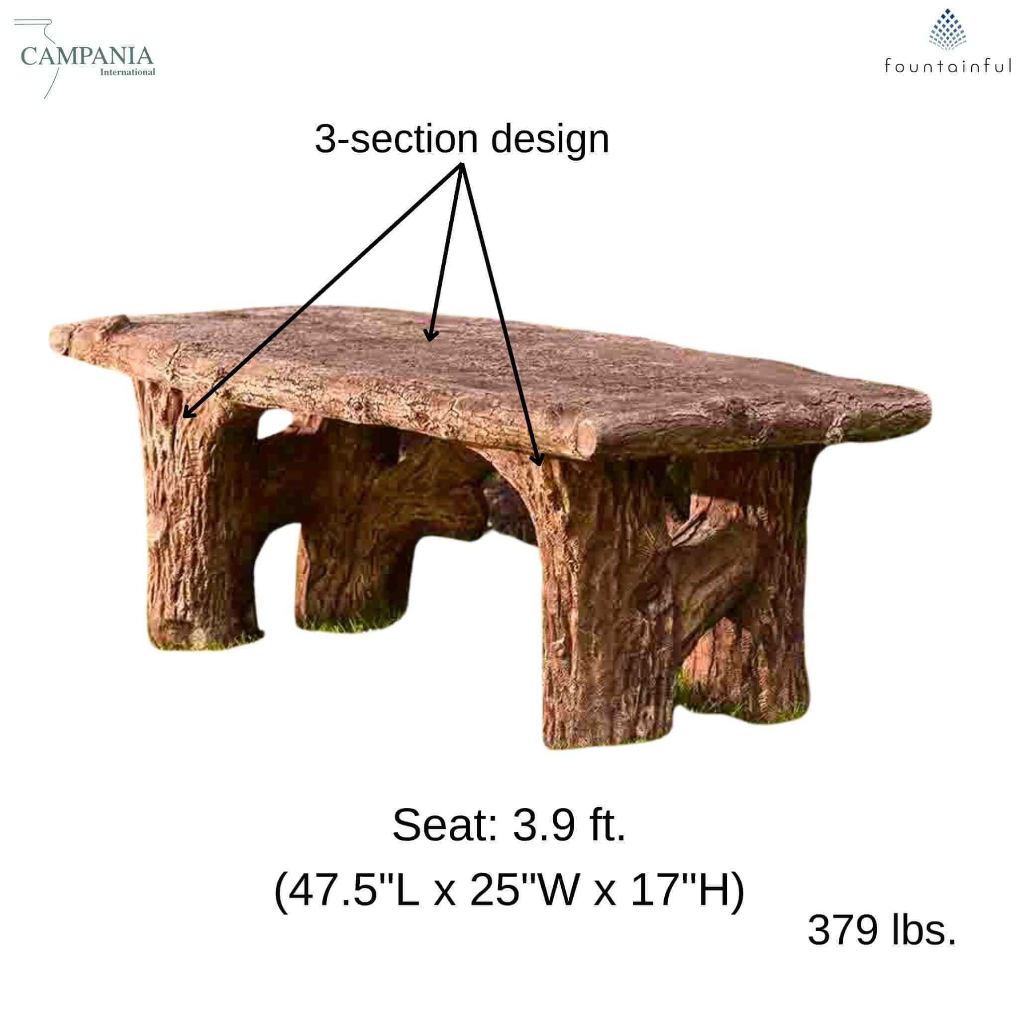 Faux Bois Concrete Garden Bench - Campania #BE116