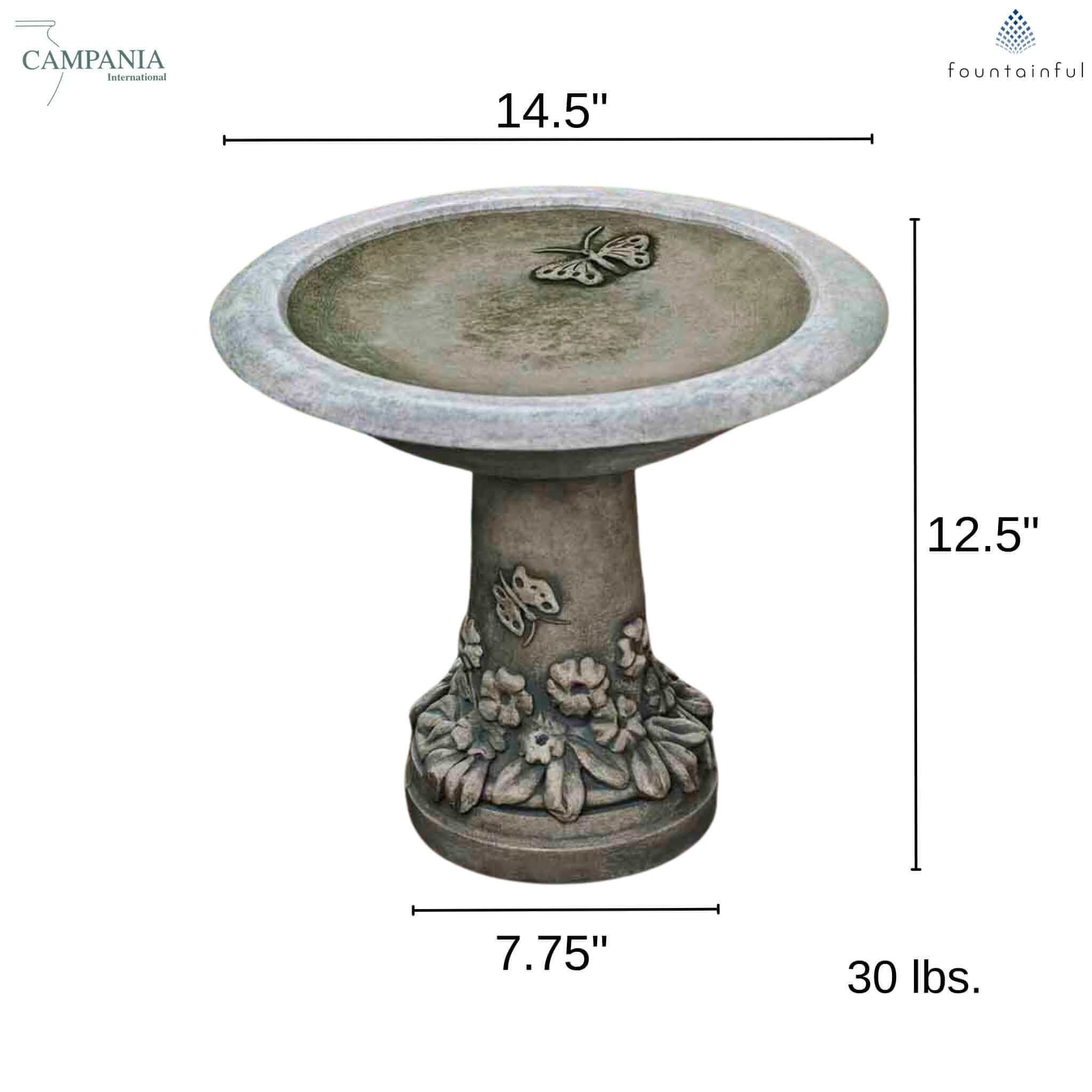 Spring Meadow Concrete Bird Bath - Campania #B169