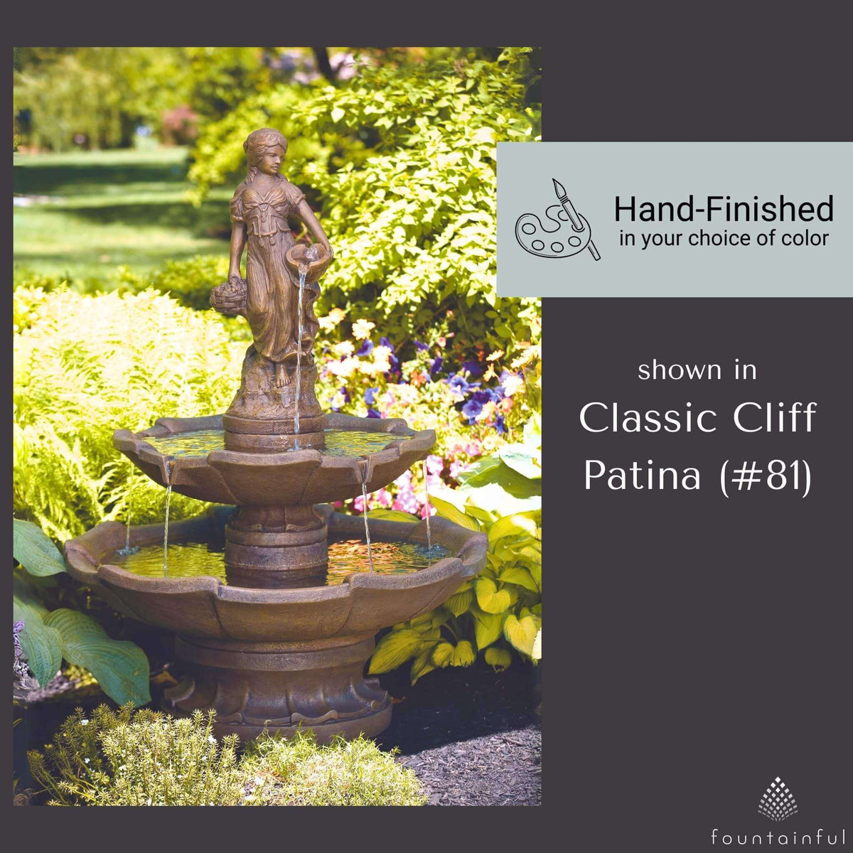 Lady of the Arbor 2-Tier Concrete Fountain - Massarellis #3620