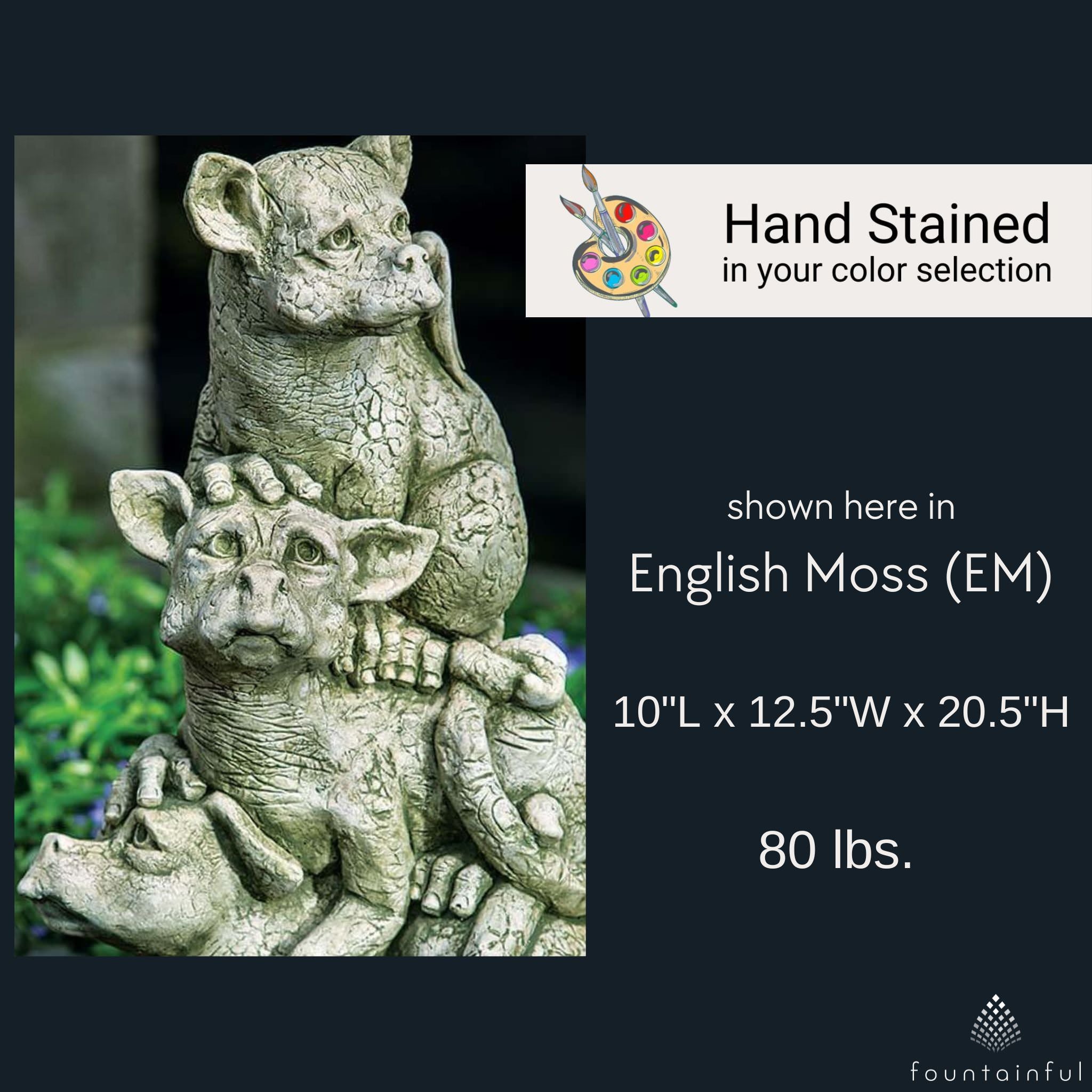 On The Lookout Dragons Concrete Garden Statue - Campania #S422