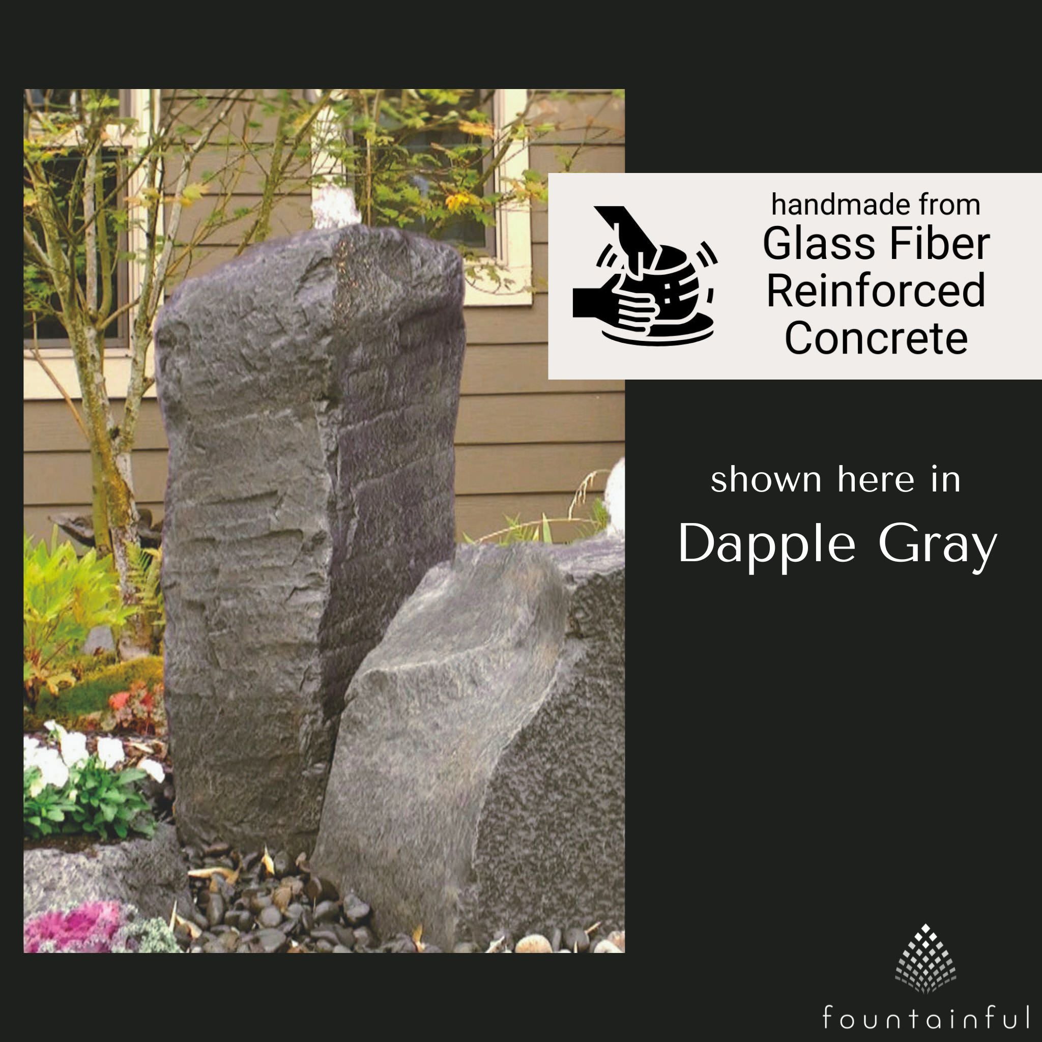 Cascade Double Fountain & Planter - GFRC Boulders - Blue Thumb