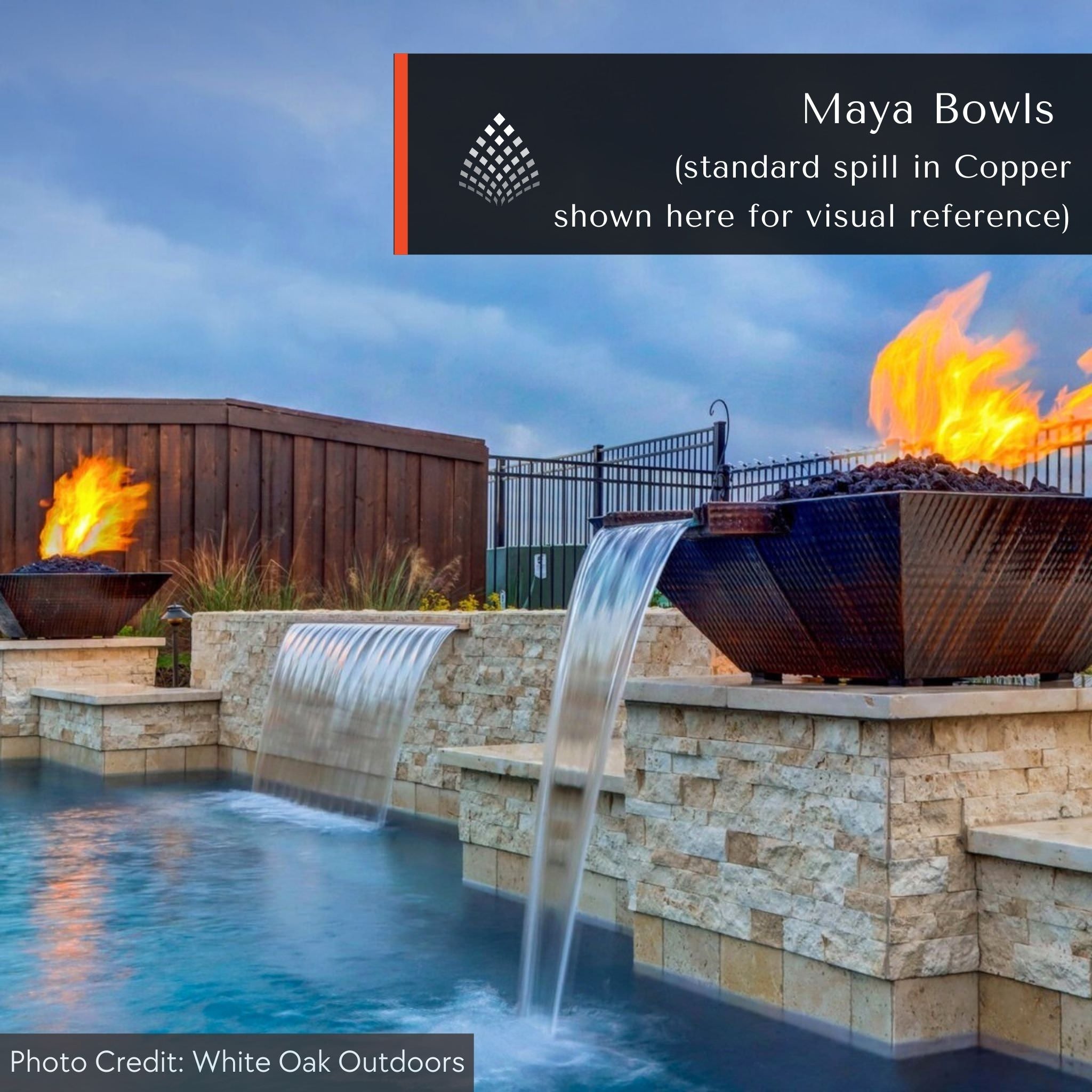Maya Wide Gravity Spill Stainless Steel Fire & Water Bowl - The Outdoor Plus