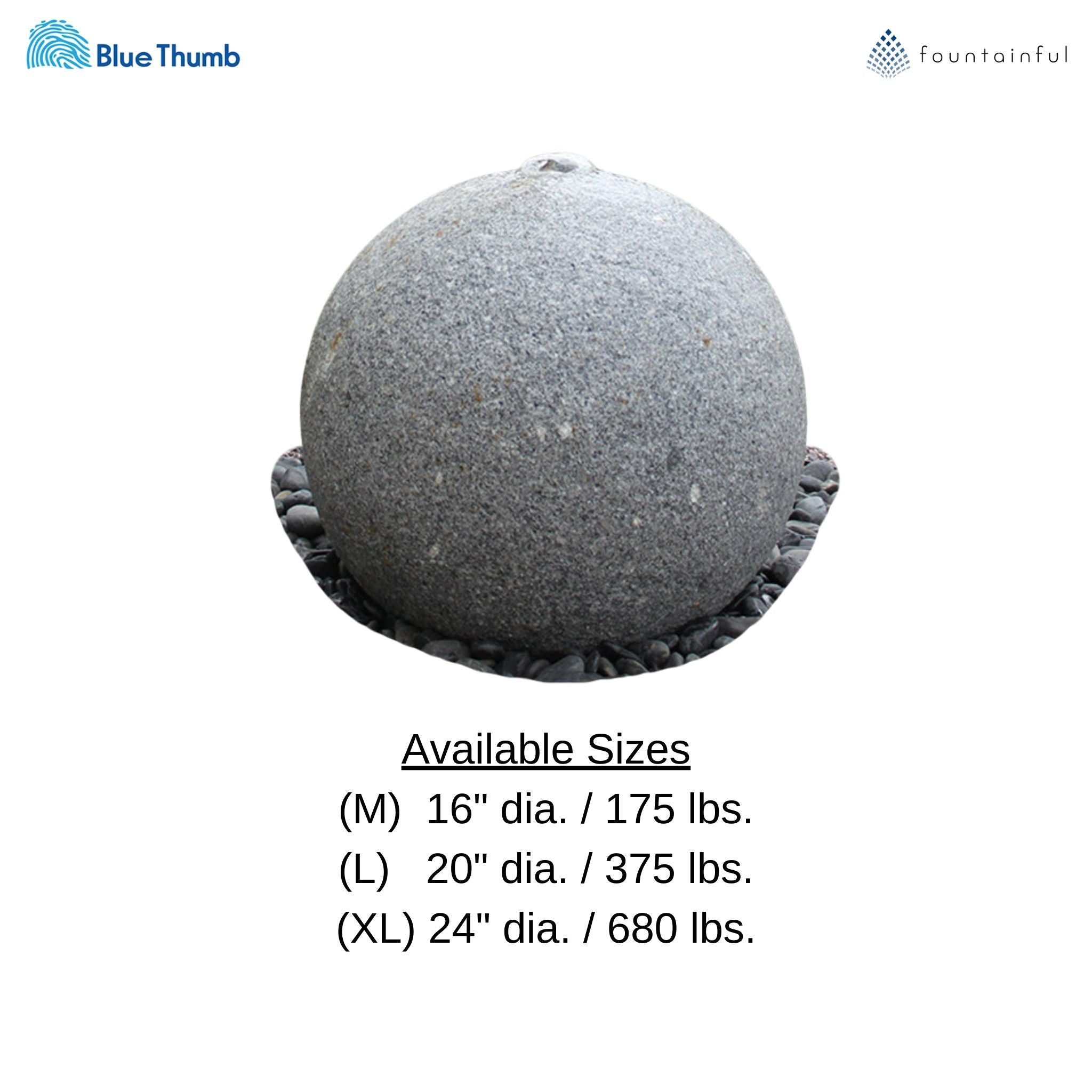 Hammered Granite Sphere Fountain - Blue Thumb