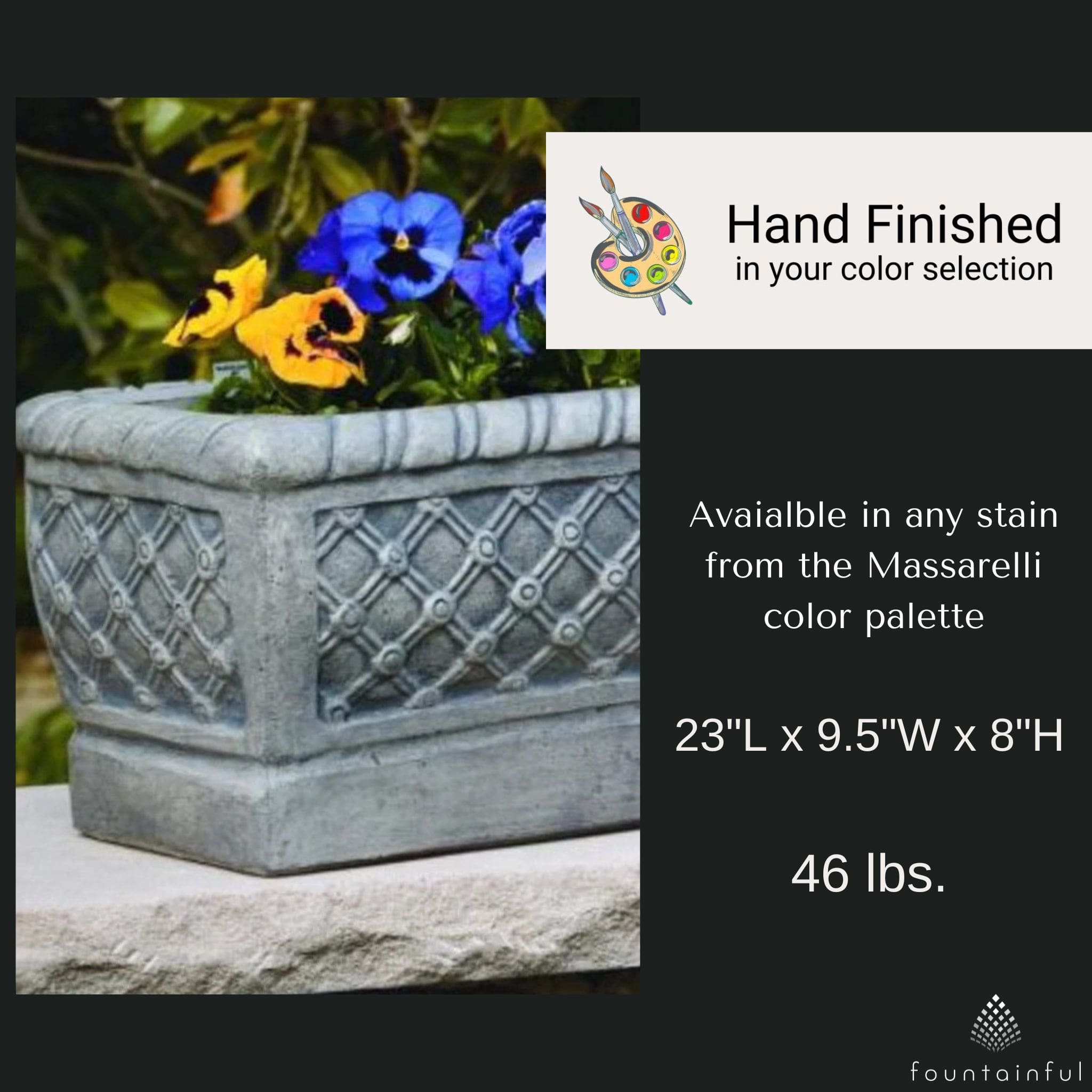 Weaved Concrete Box Planter - Massarellis #6150