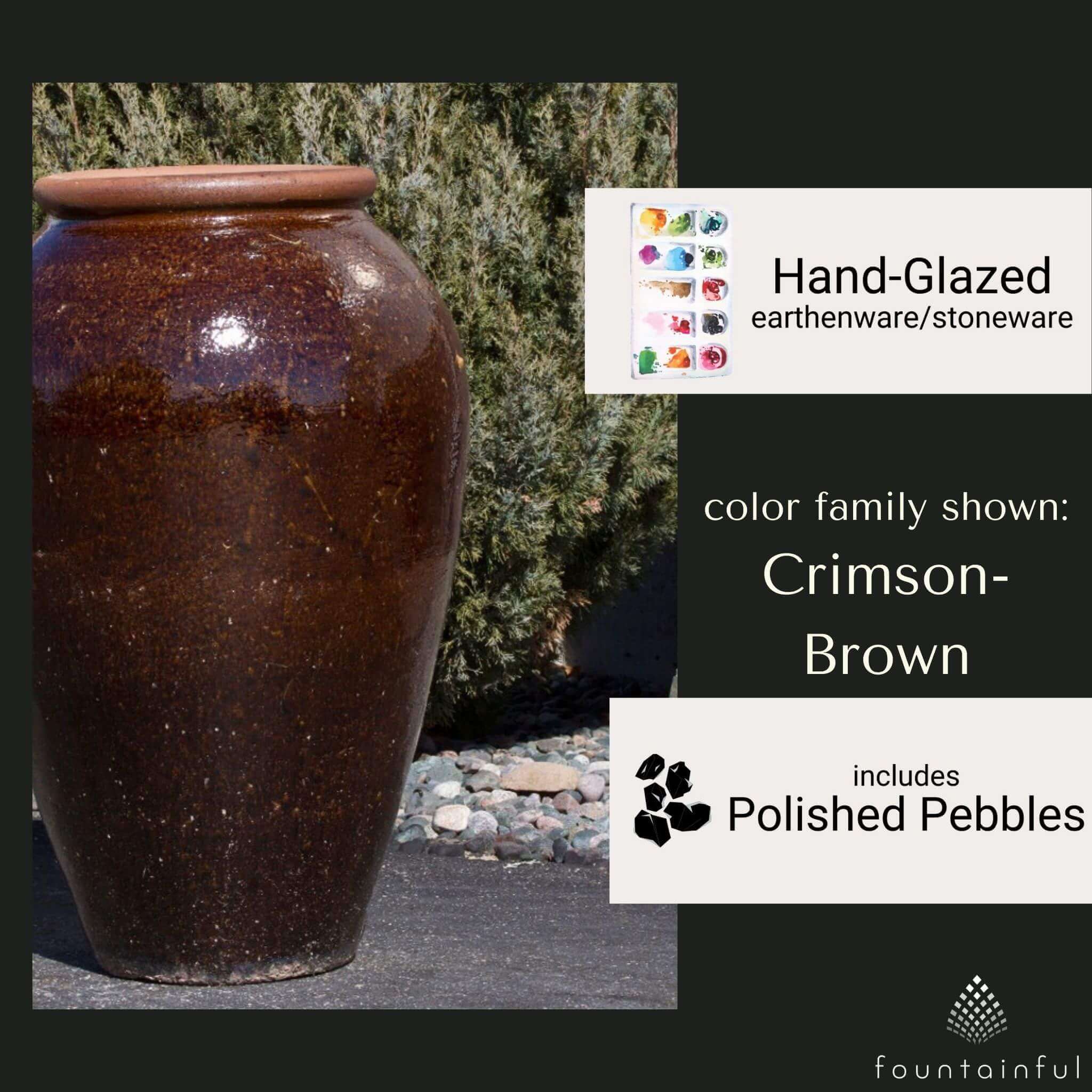 41" Tuscany Vase "Crimson Brown" Water Fountain - Complete Kit - Blue Thumb