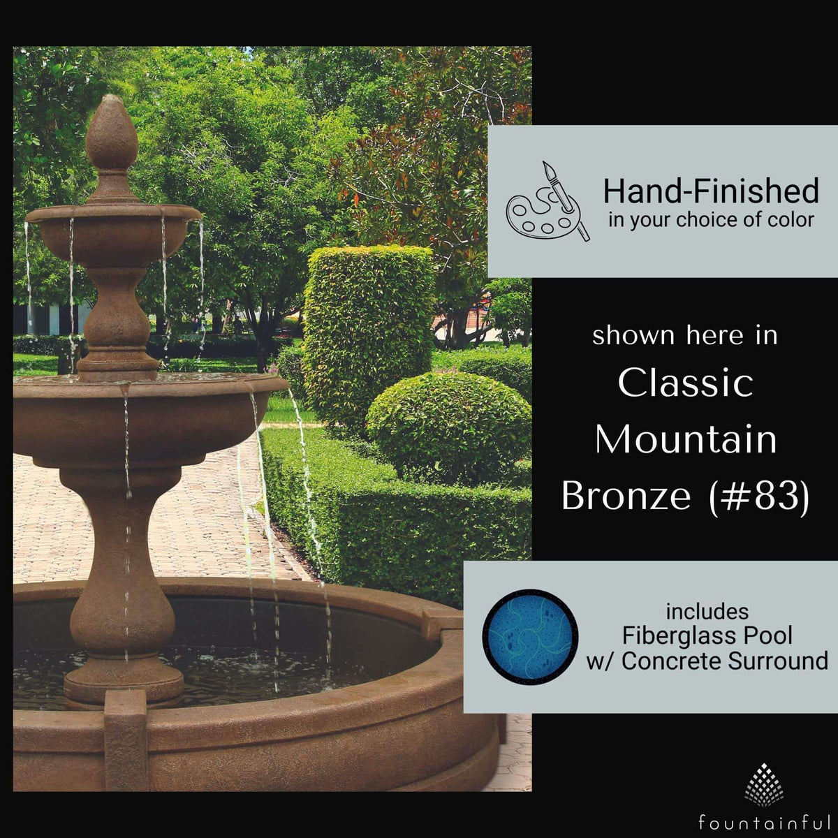 Vicenza 2-Tier Concrete Fountain w/ Pool - Massarellis #3670