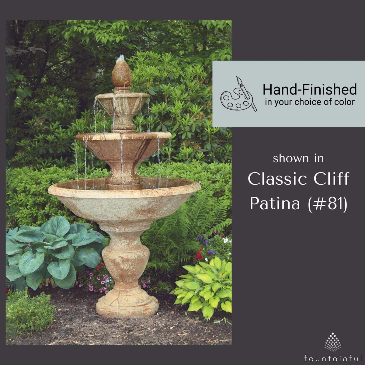 Cortona 3-Tier Concrete Fountain - Massarellis #3875