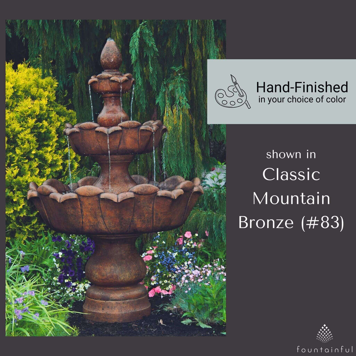 Petal Leaf 3-Tier Concrete Fountain - Massarellis #3710