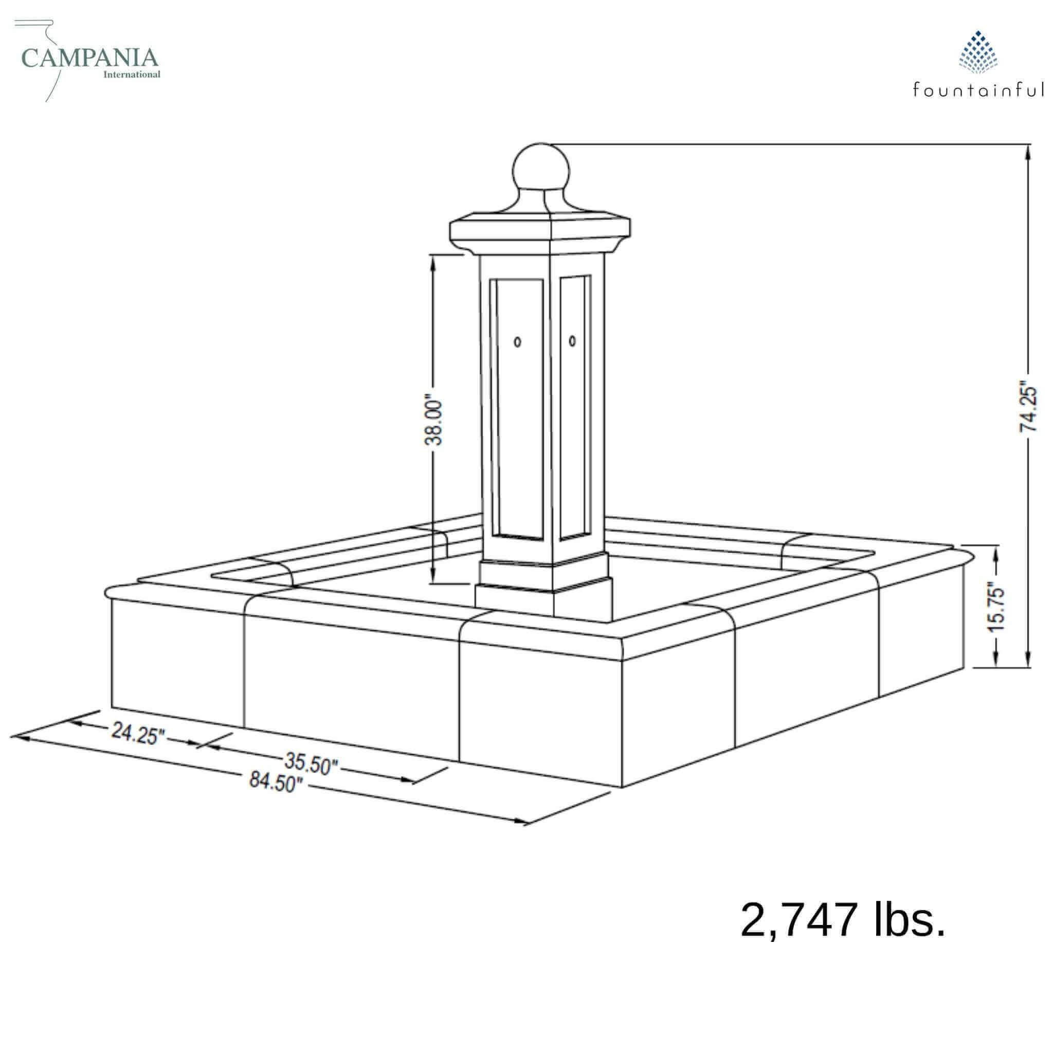 Luberon Concrete Estate Fountain - Campania #FT315