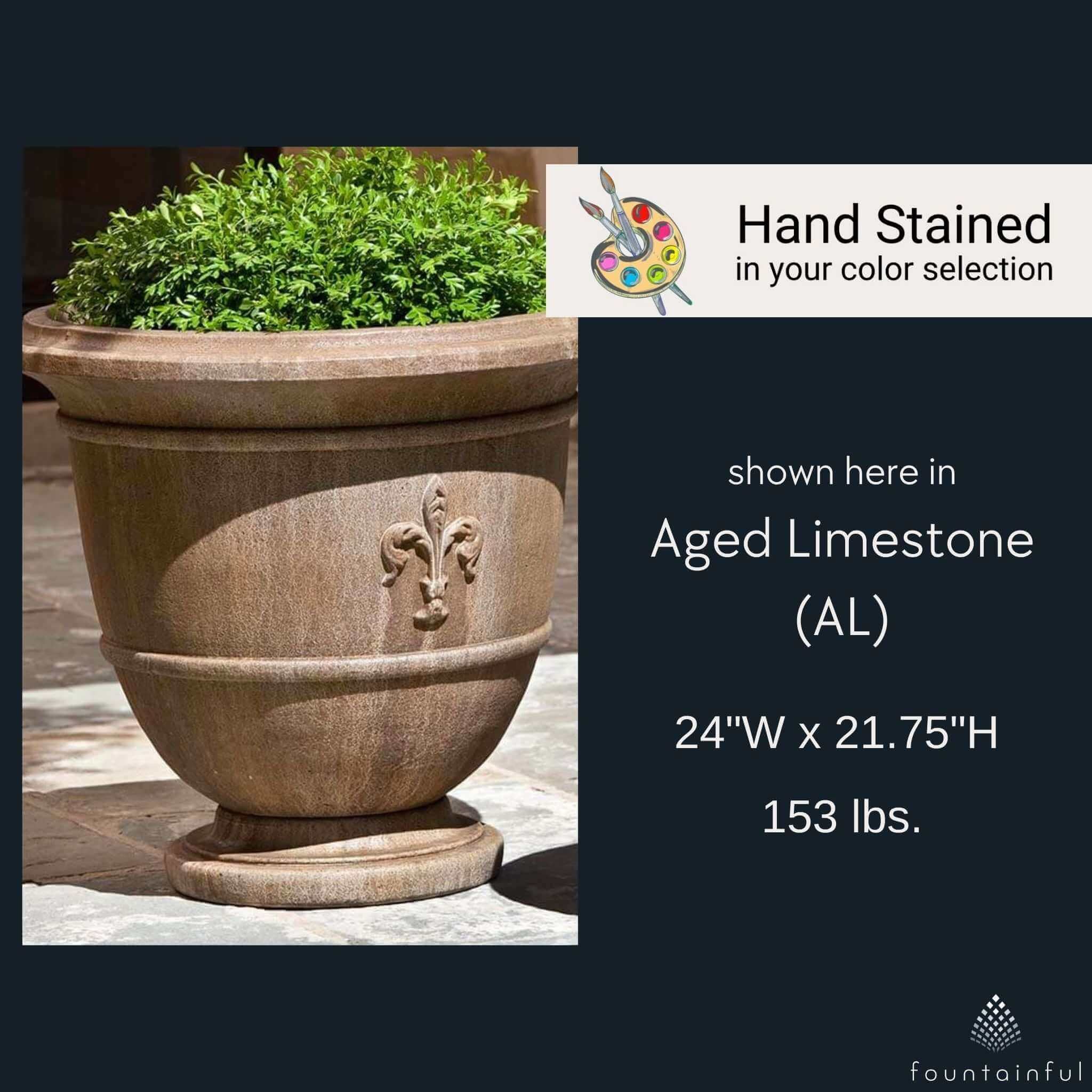 Fleur de Lis Large Concrete Urn Planter - Campania #P573