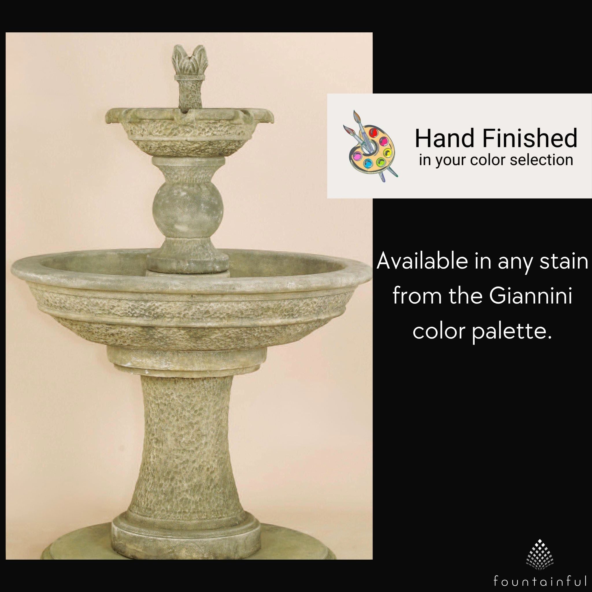 Antiquarium 2-Tier Concrete Fountain with Base - Giannini #1133