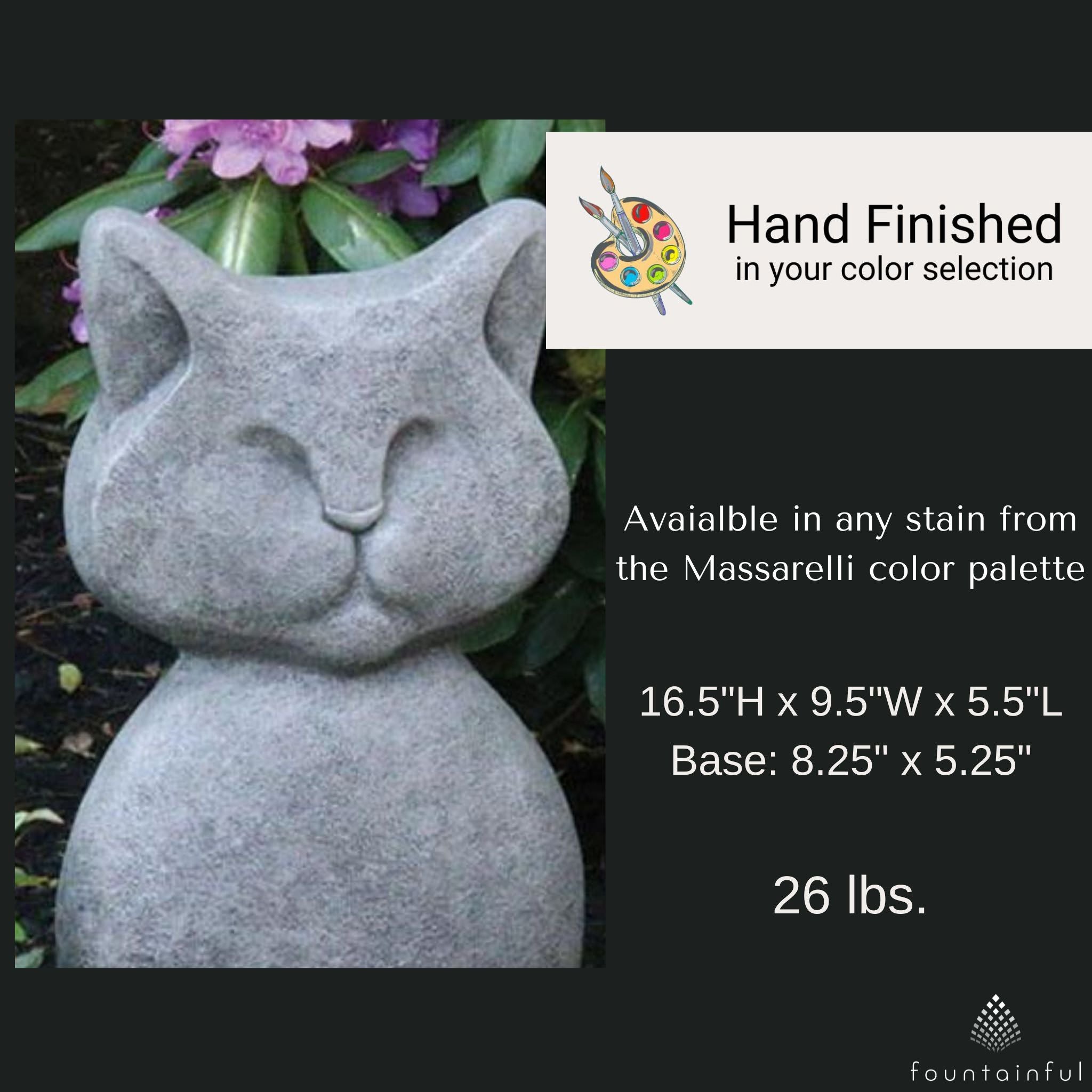 Contemporary Cat Concrete Garden Statue - Massarellis #7601