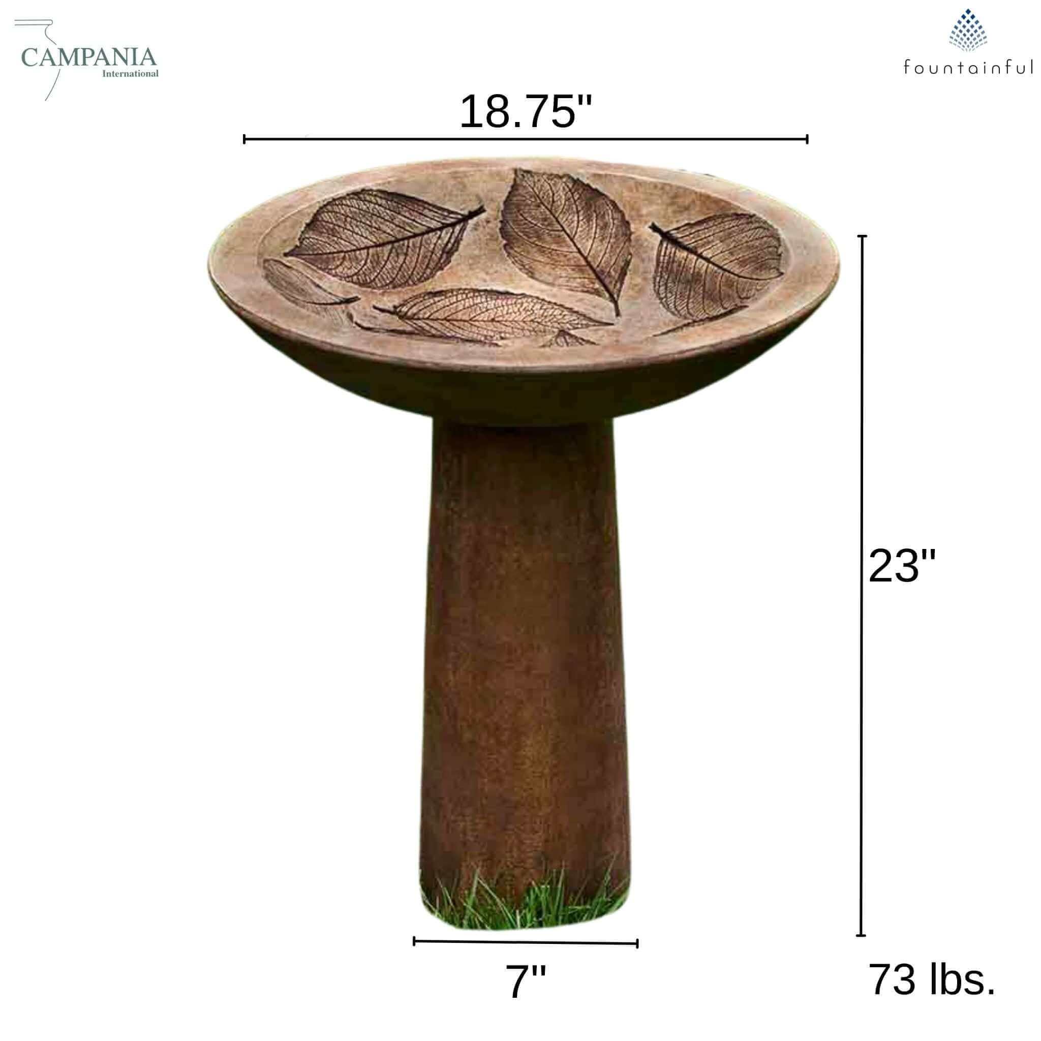 Hydrangea Leaf Concrete Bird Bath - Campania #B160
