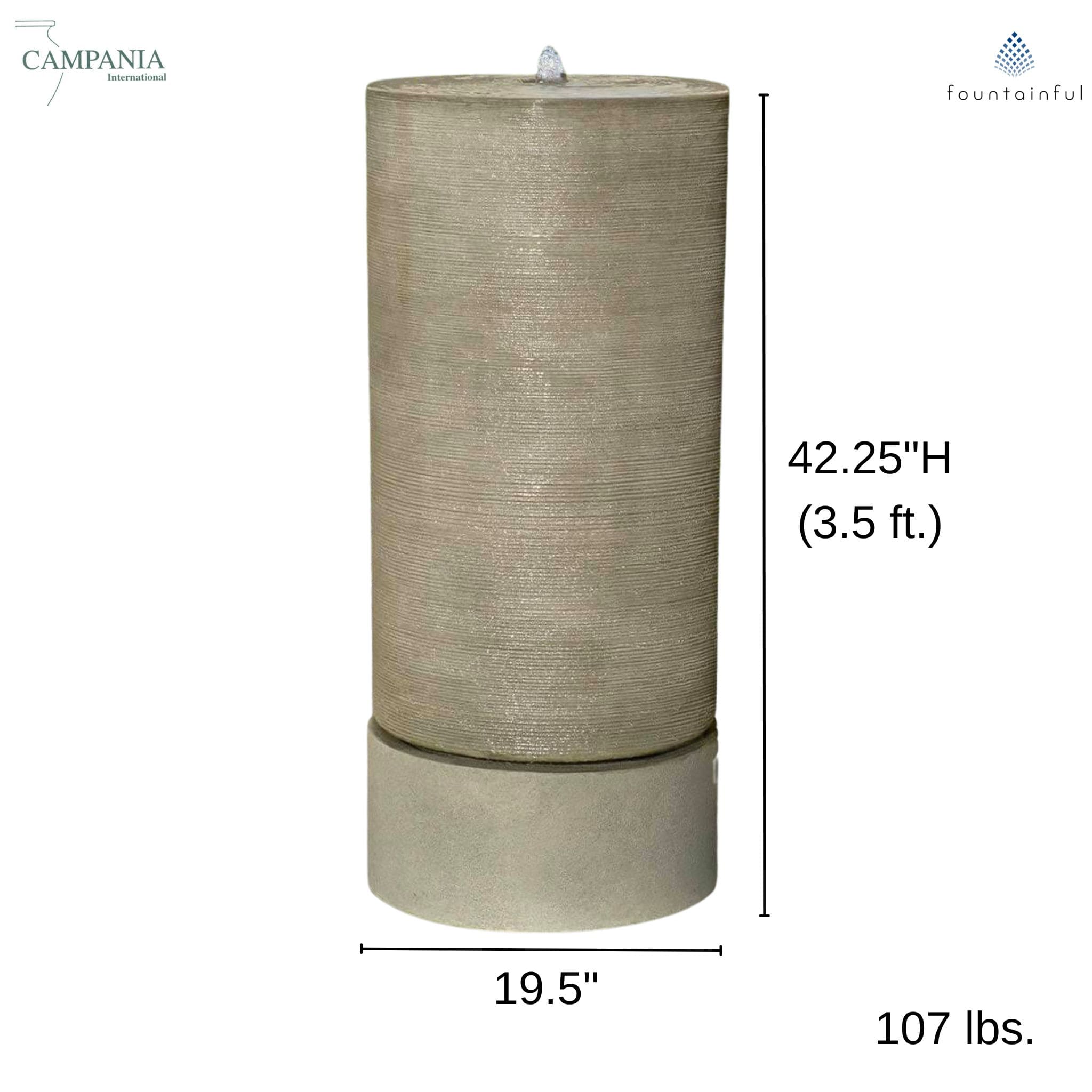 Tall Cylinder GFRC Tower Fountain - Campania #1109