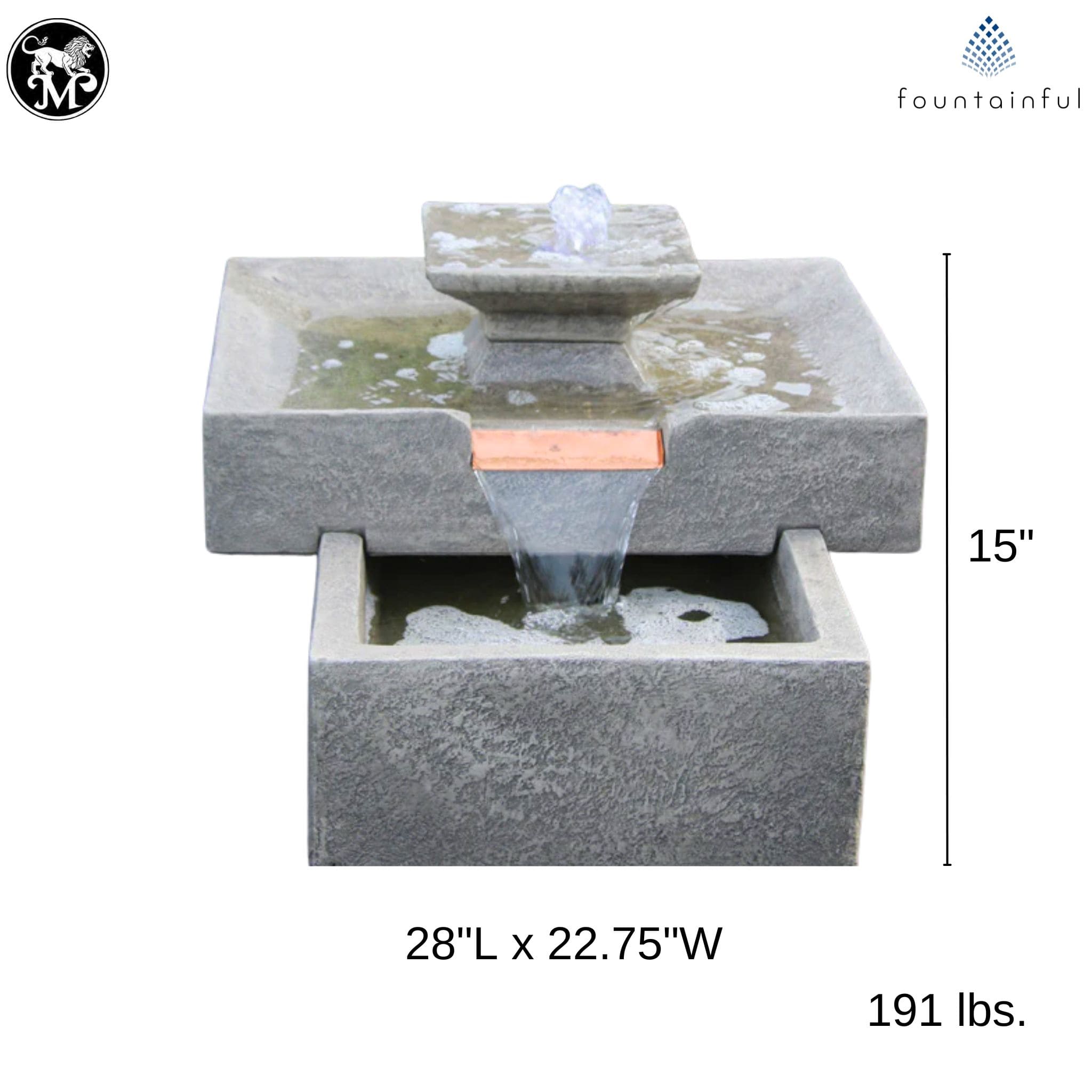 Linear Lighted Cascade Concrete Fountain - Massarellis #3881