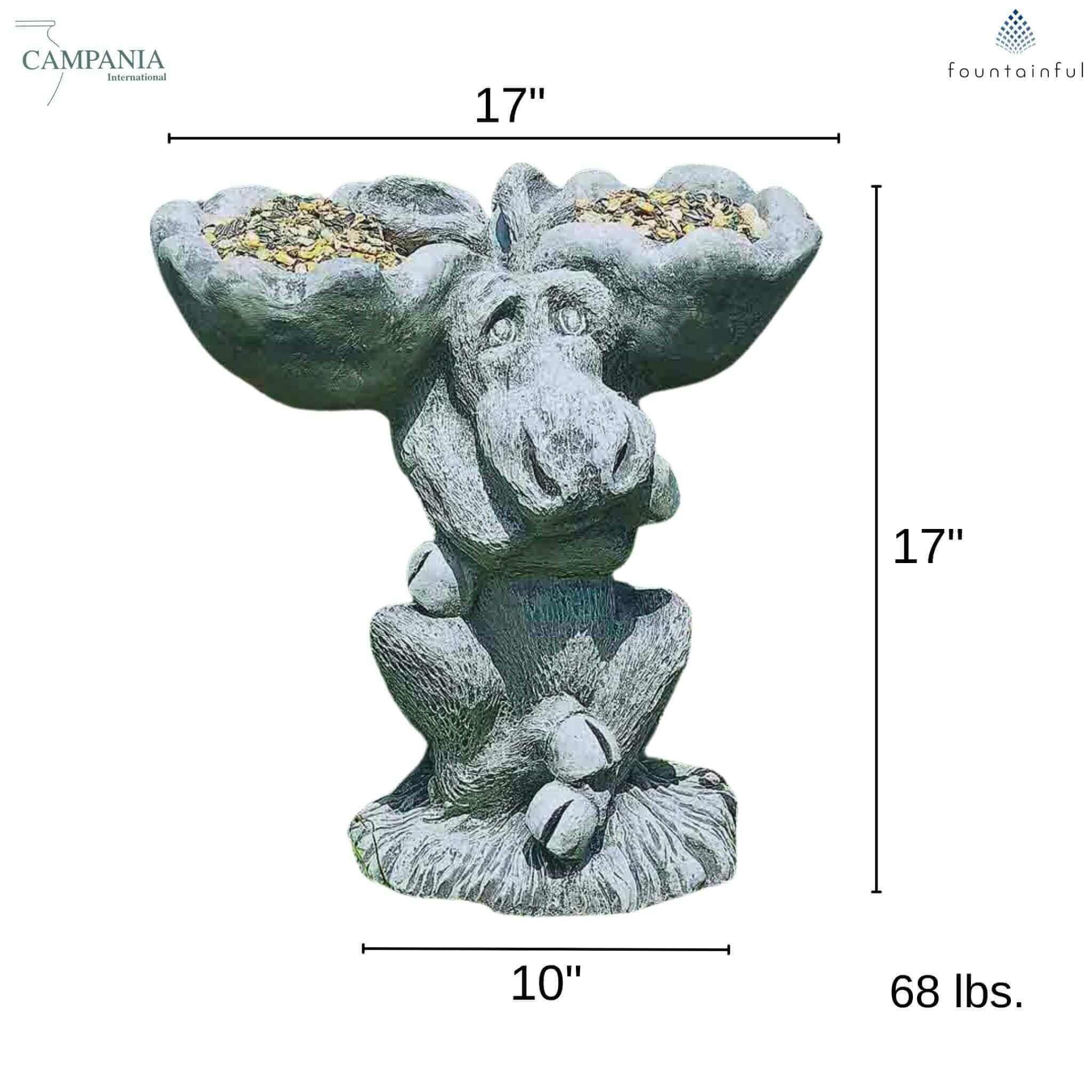 Moose Concrete Bird Bath and Feeder - Campania #B047