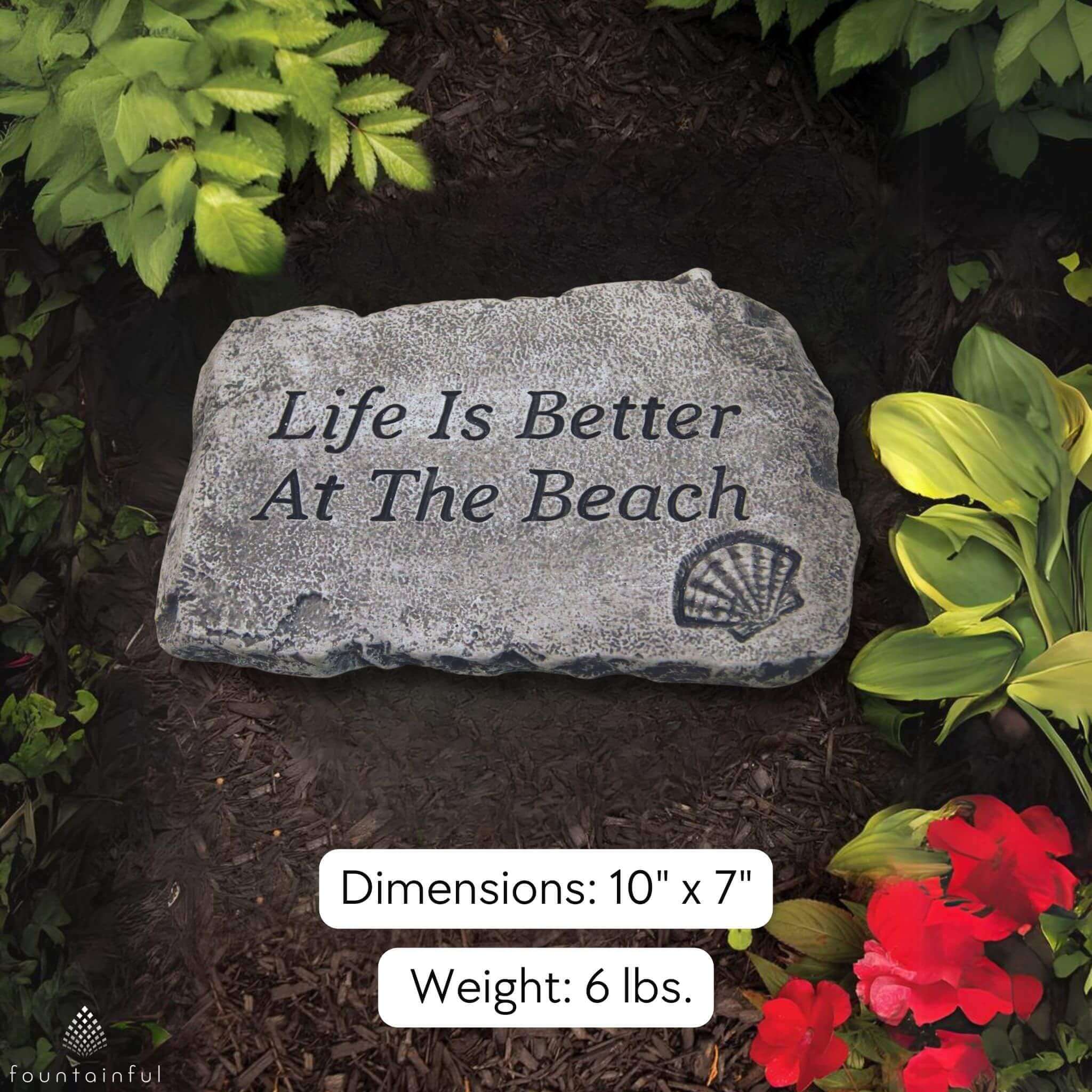 Beach Life Concrete Garden Greeting Stone - Massarellis #1806