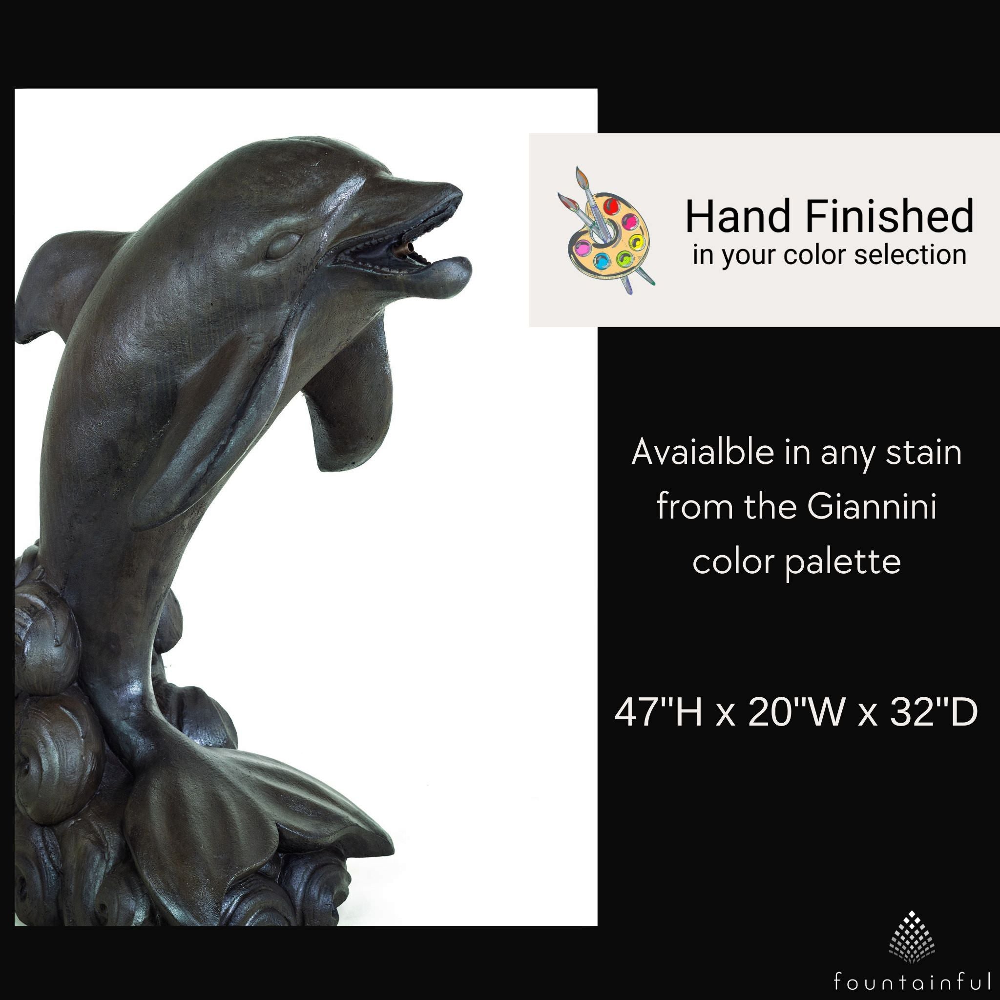 Delfino Plumbed Concrete Dolphin Statue - Giannini #8123