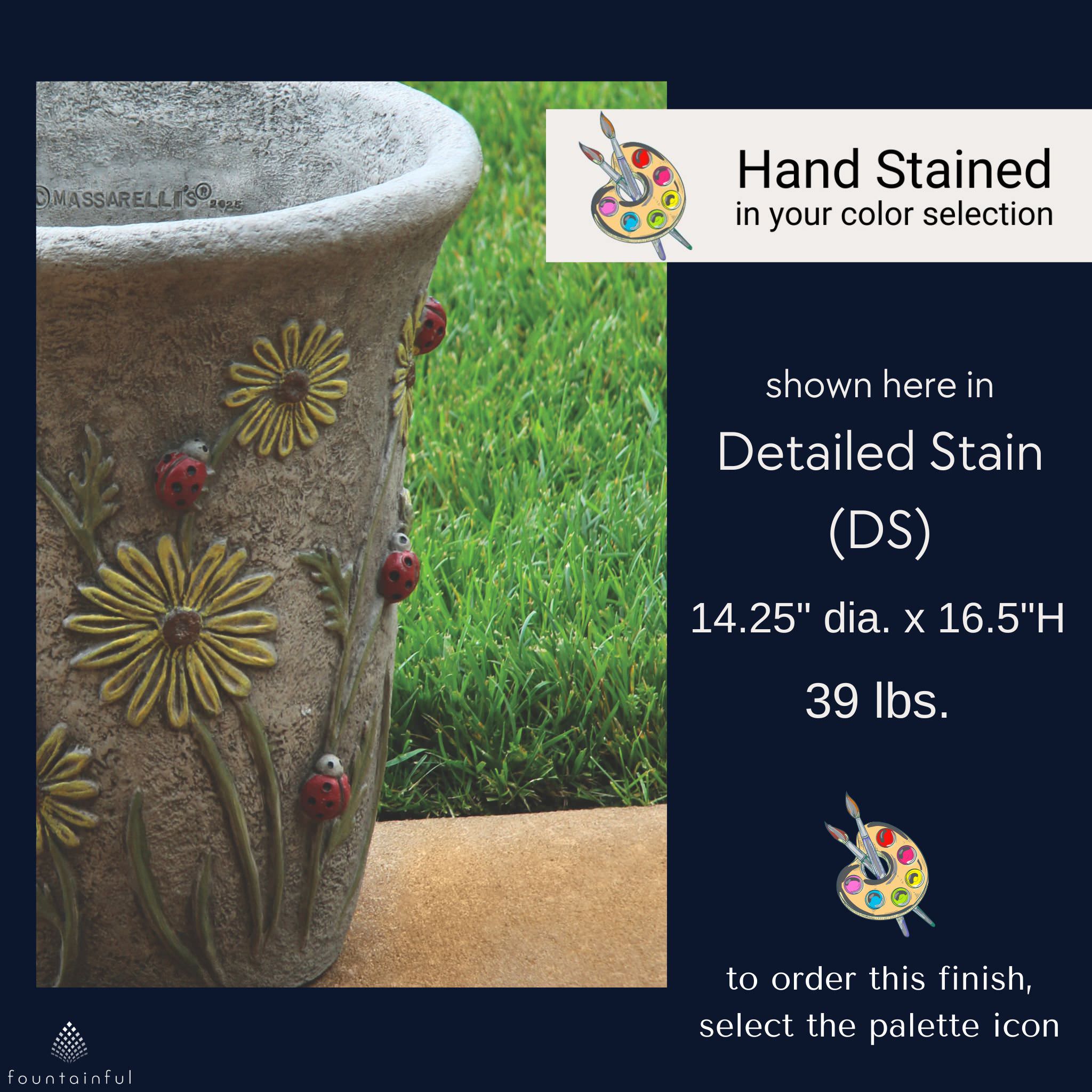 Ladybug & Flowers Concrete Planter - Massarellis #6106