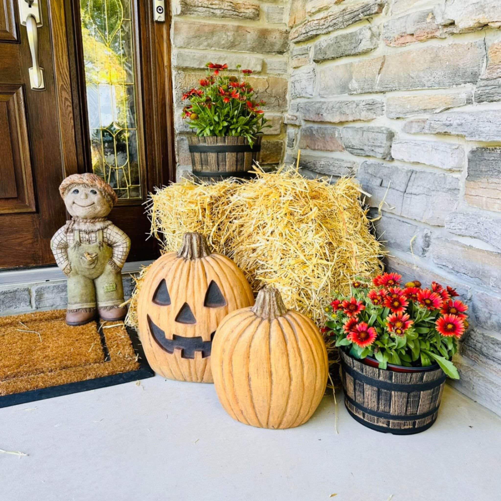 Tall Pumpkin Concrete Garden Statue - Massarellis #4230