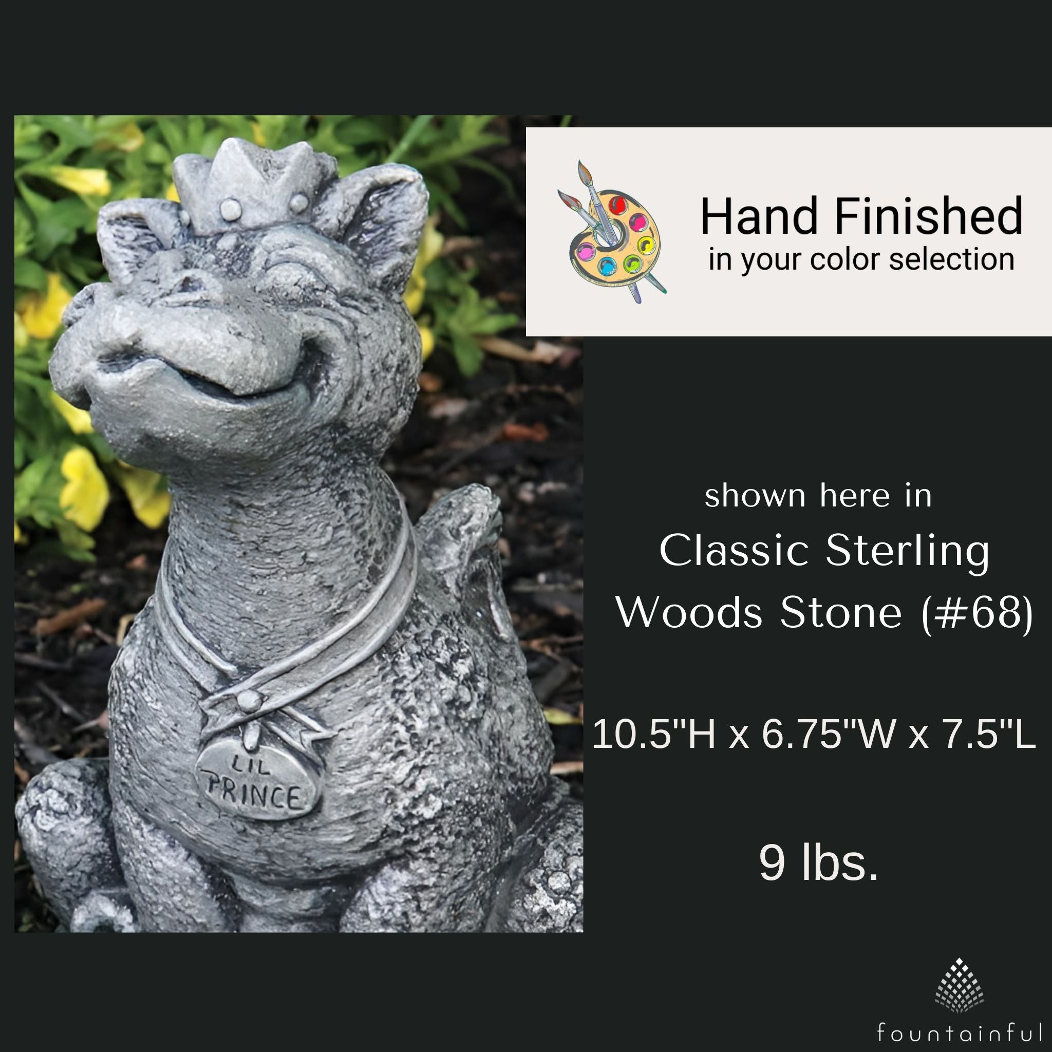 Lil Dragon "Prince" Concrete Garden Statue - Massarellis #5113