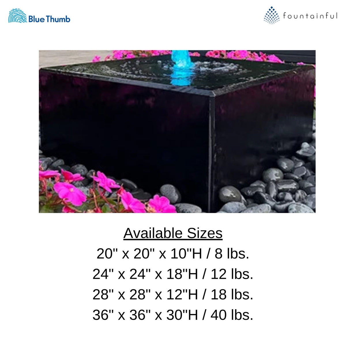 Acrylic Cuboid Block Heiho Fountain - Blue Thumb