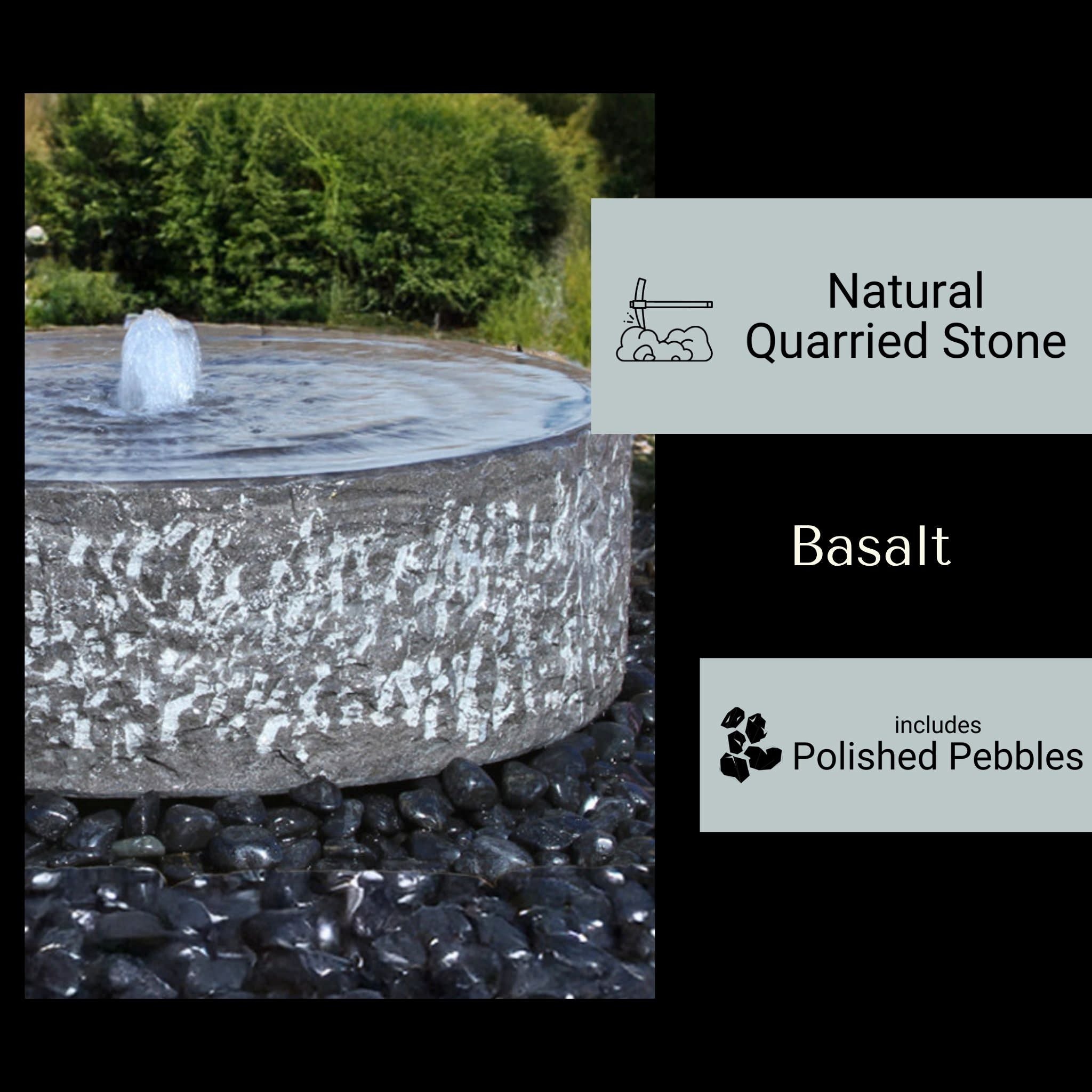 Basalt "Yoshida" Round Fountain & Pooling Block - Complete Kit - Blue Thumb
