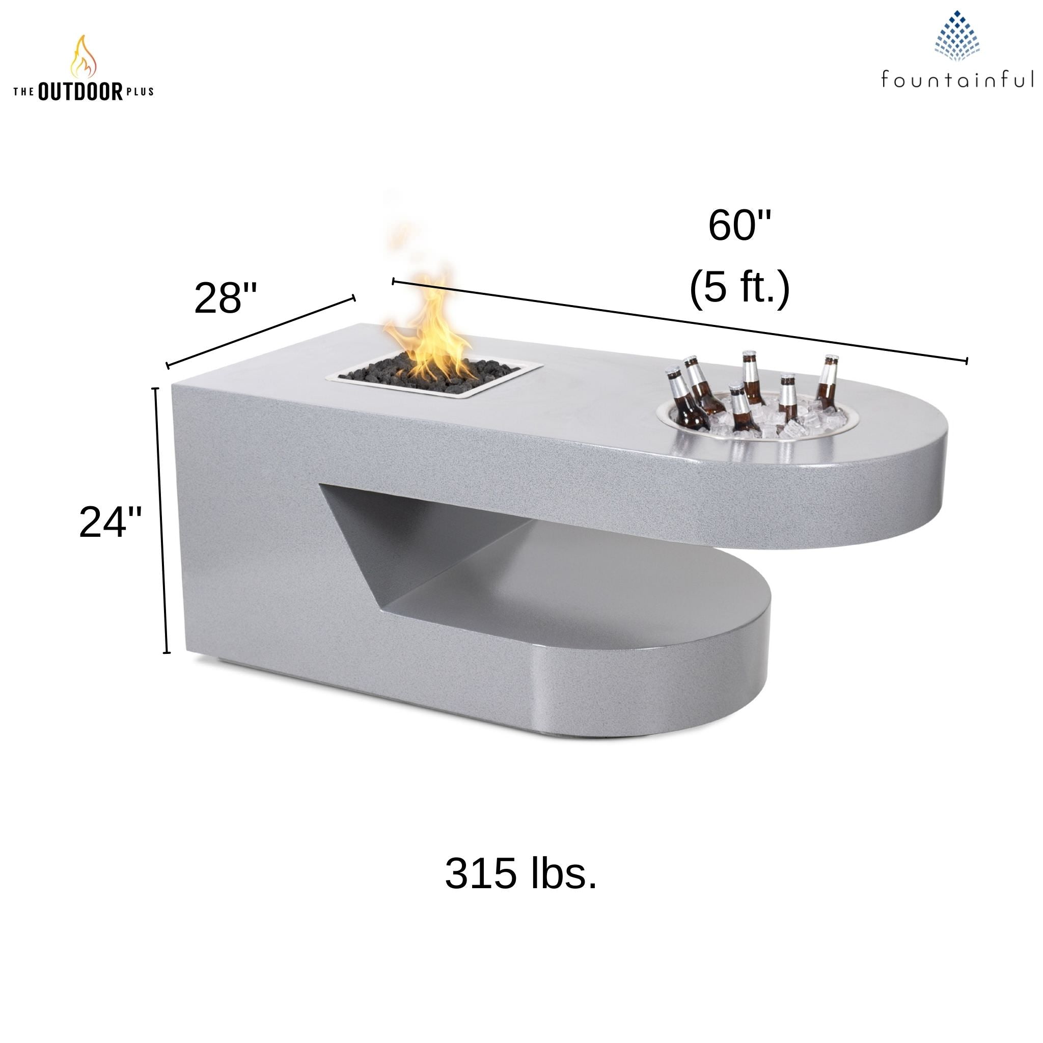 Dana 5ft. Steel Gas Fire Pit & Ice Chest - Outdoor Plus