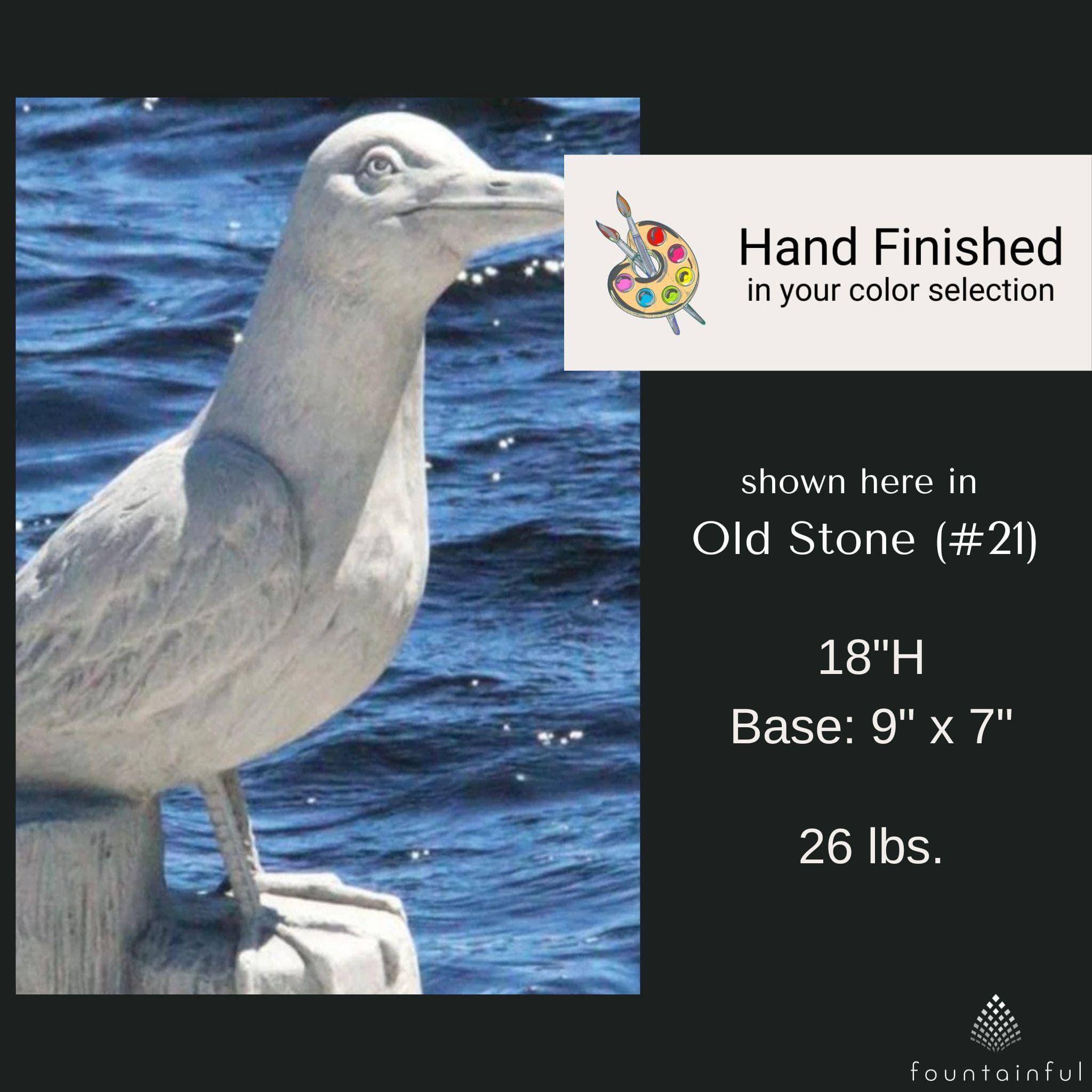 Seagull on a Piling Concrete Garden Statue - Massarellis #4080
