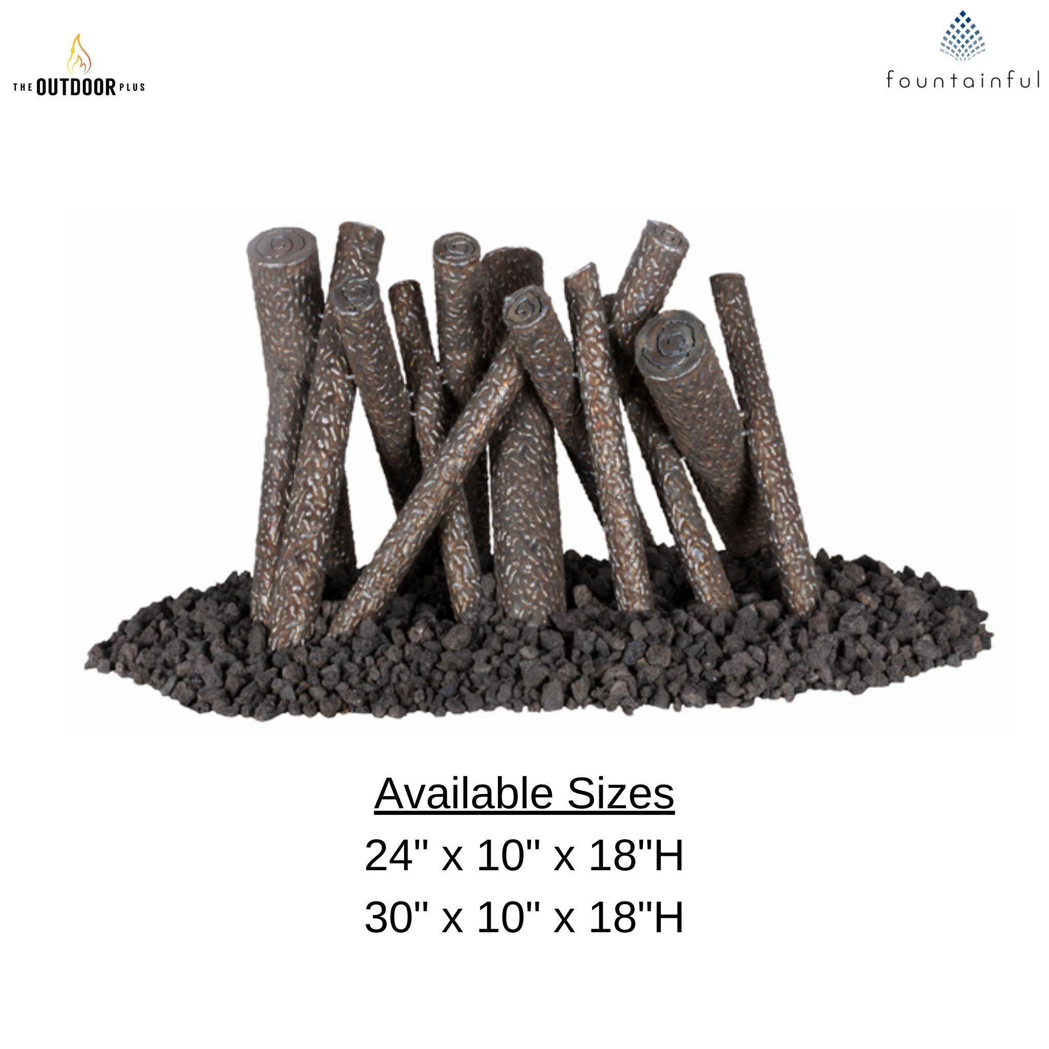 Steel Upright Logs Fire Ornament - Outdoor Plus