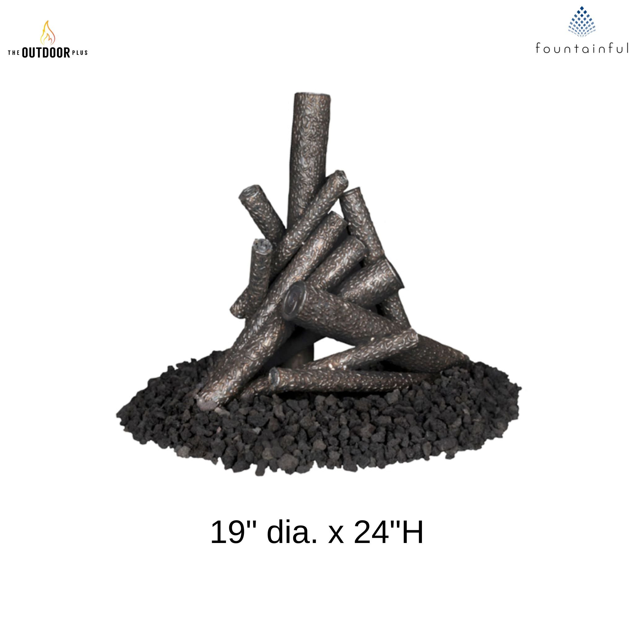 Steel Log Pile Fire Ornament - Outdoor Plus