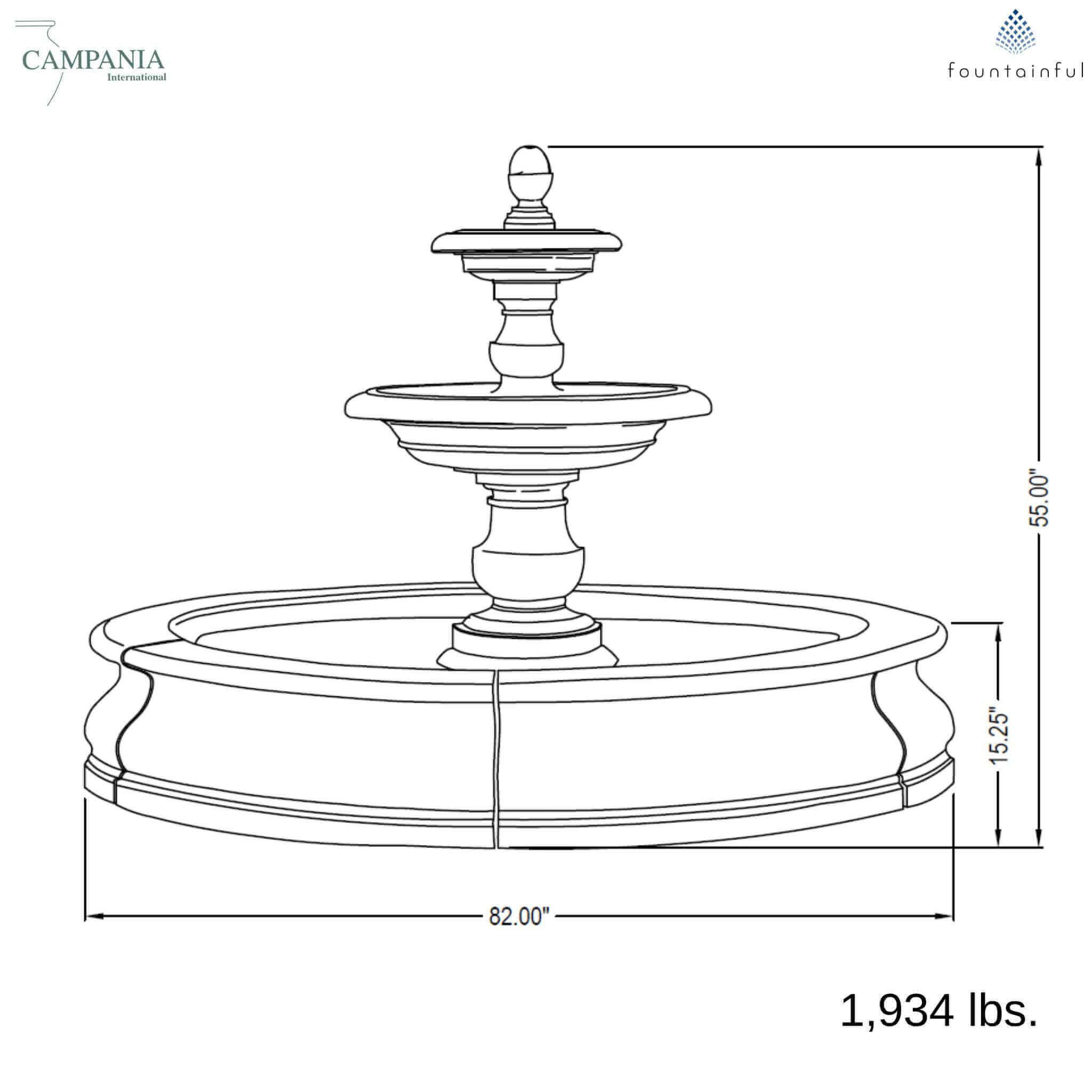 Caterina 2-Tier Fountain in Basin - Campania #FT193