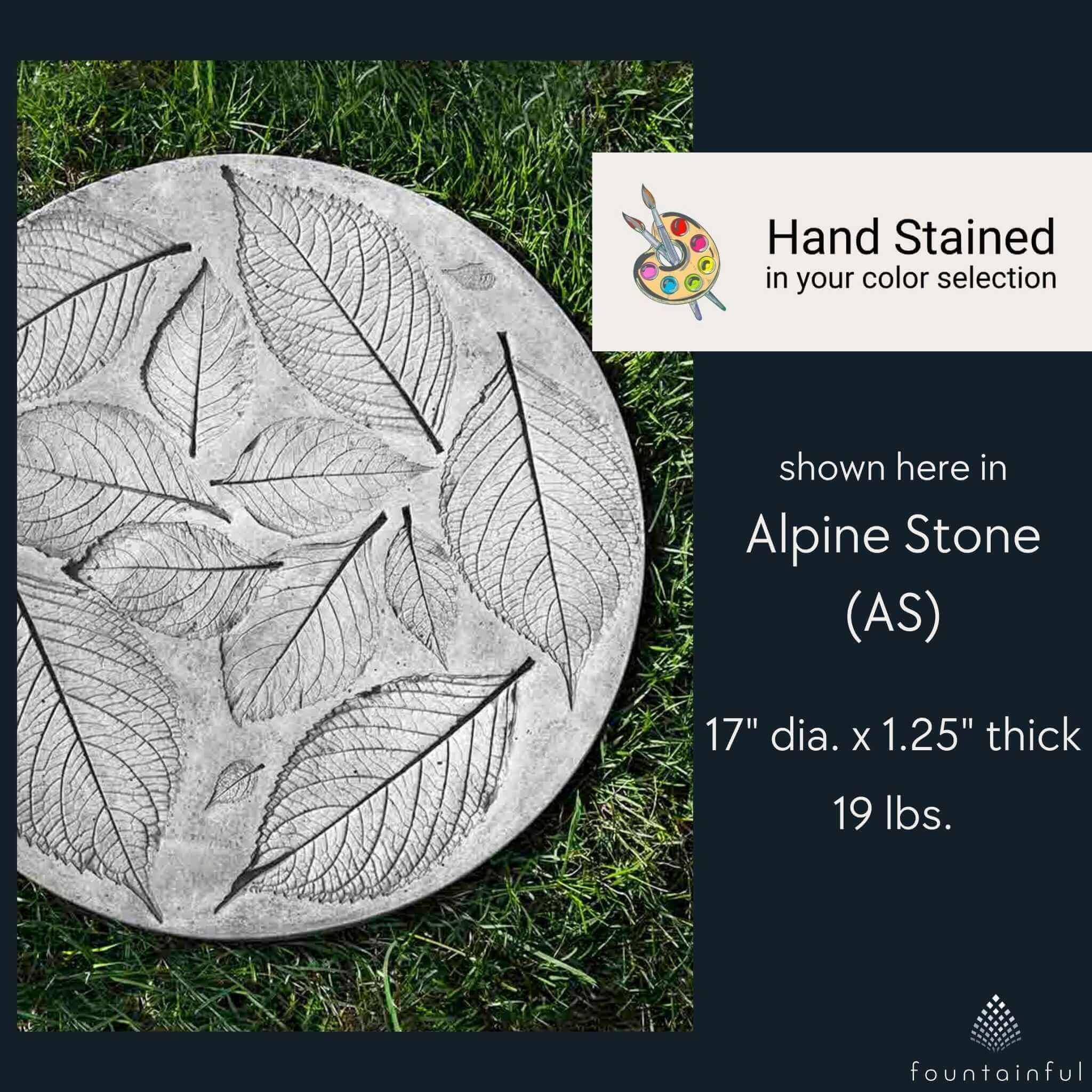 Hydrangea Leaf Concrete Round Stepping Stone - Campania #E123