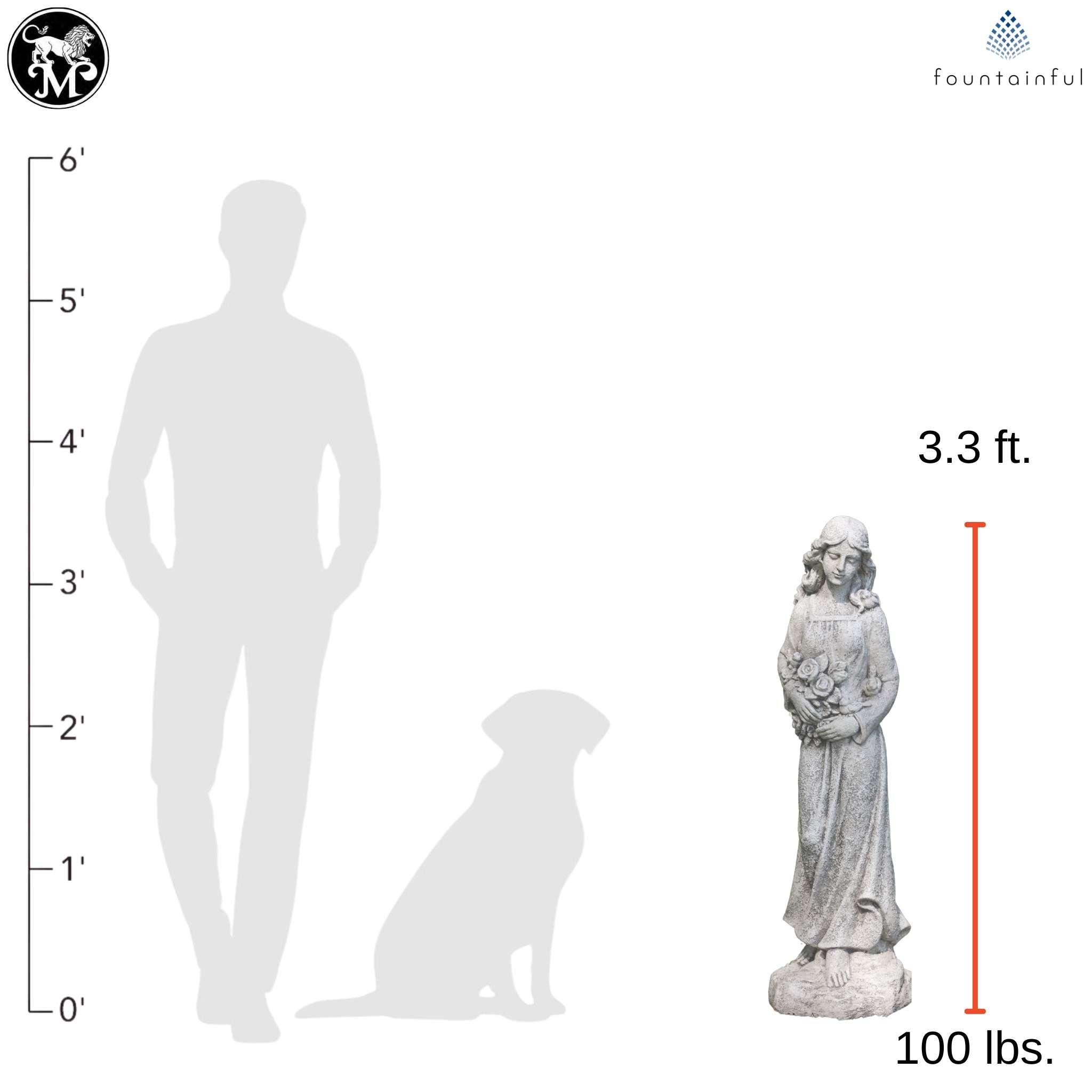 Springtime Flower Girl 40" Concrete Garden Statue - Massarellis #7744