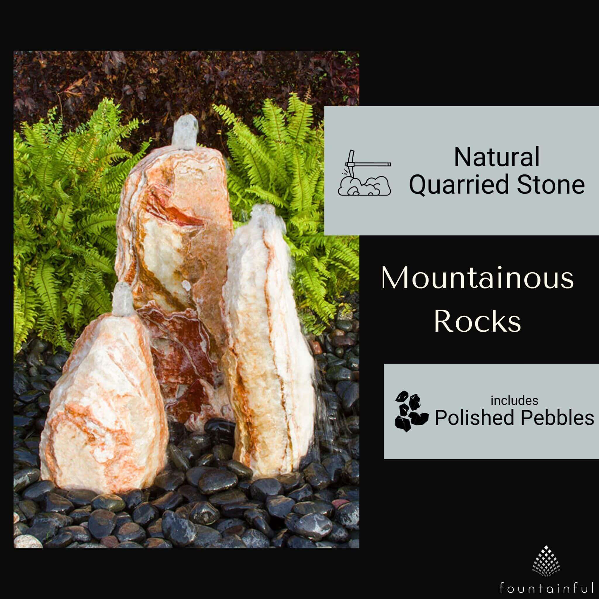 Chiseled "Sunset" 3-Column Stone Fountain - Complete Kit - Blue Thumb
