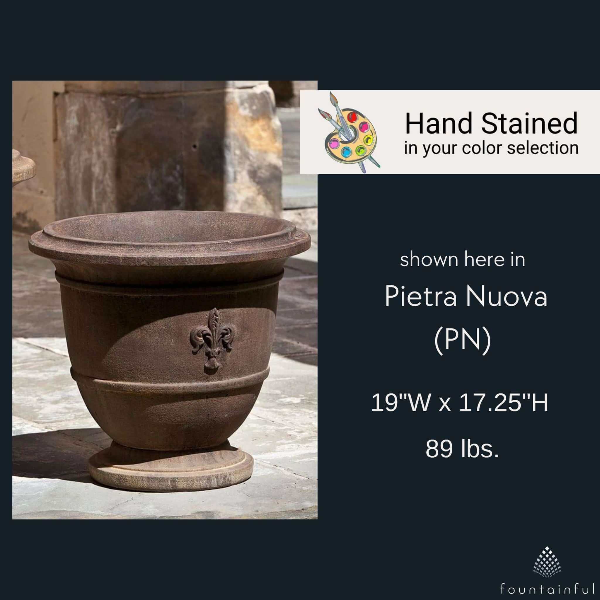 Fleur de Lis Small Concrete Urn Planter - Campania #P574