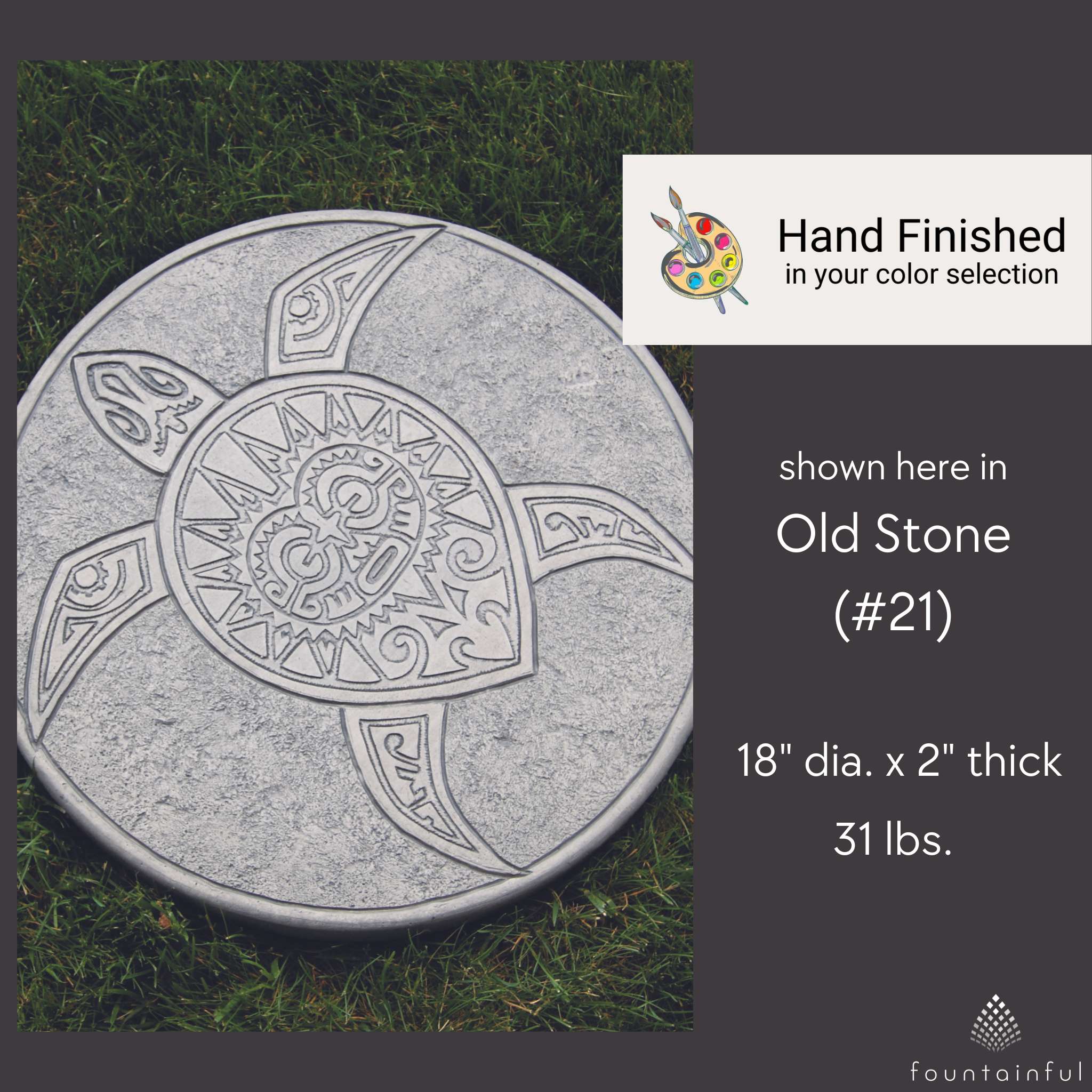 Turtle Concrete Round Stepping Stone - Massarellis #1892