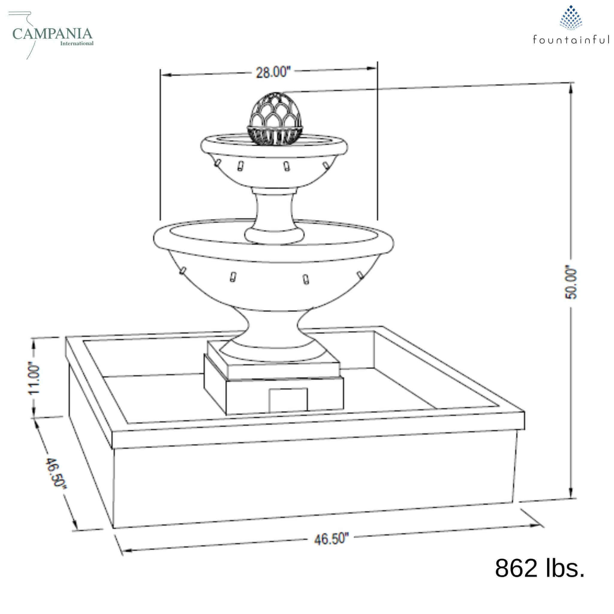 La Mirande 2-Tier Concrete Fountain - Campania #FT289